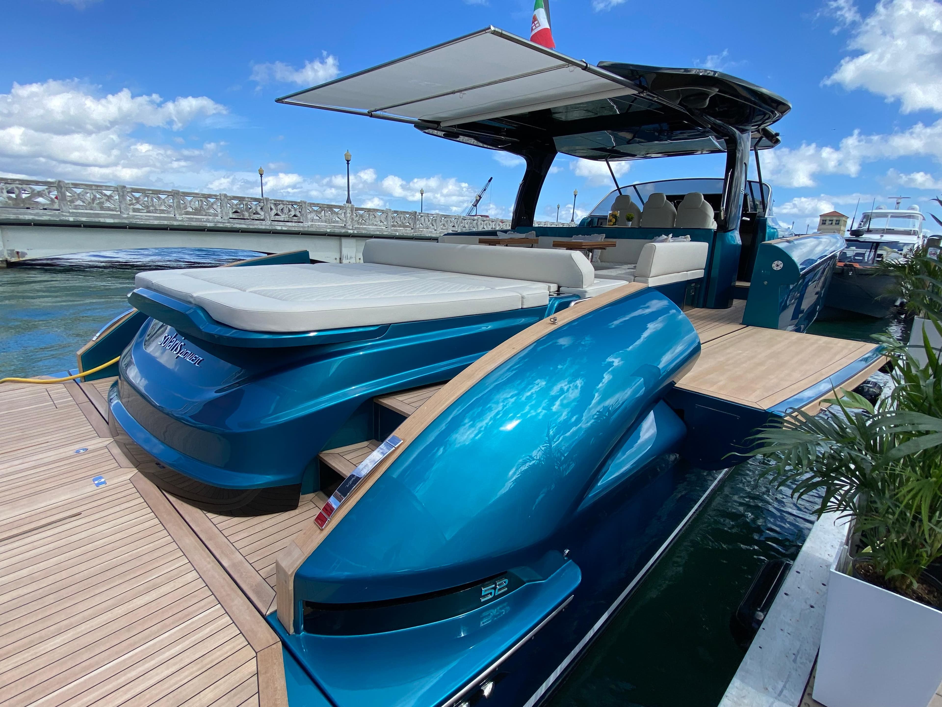 2024 Solaris Power 52 Open luxury yacht with sleek design and spacious deck.