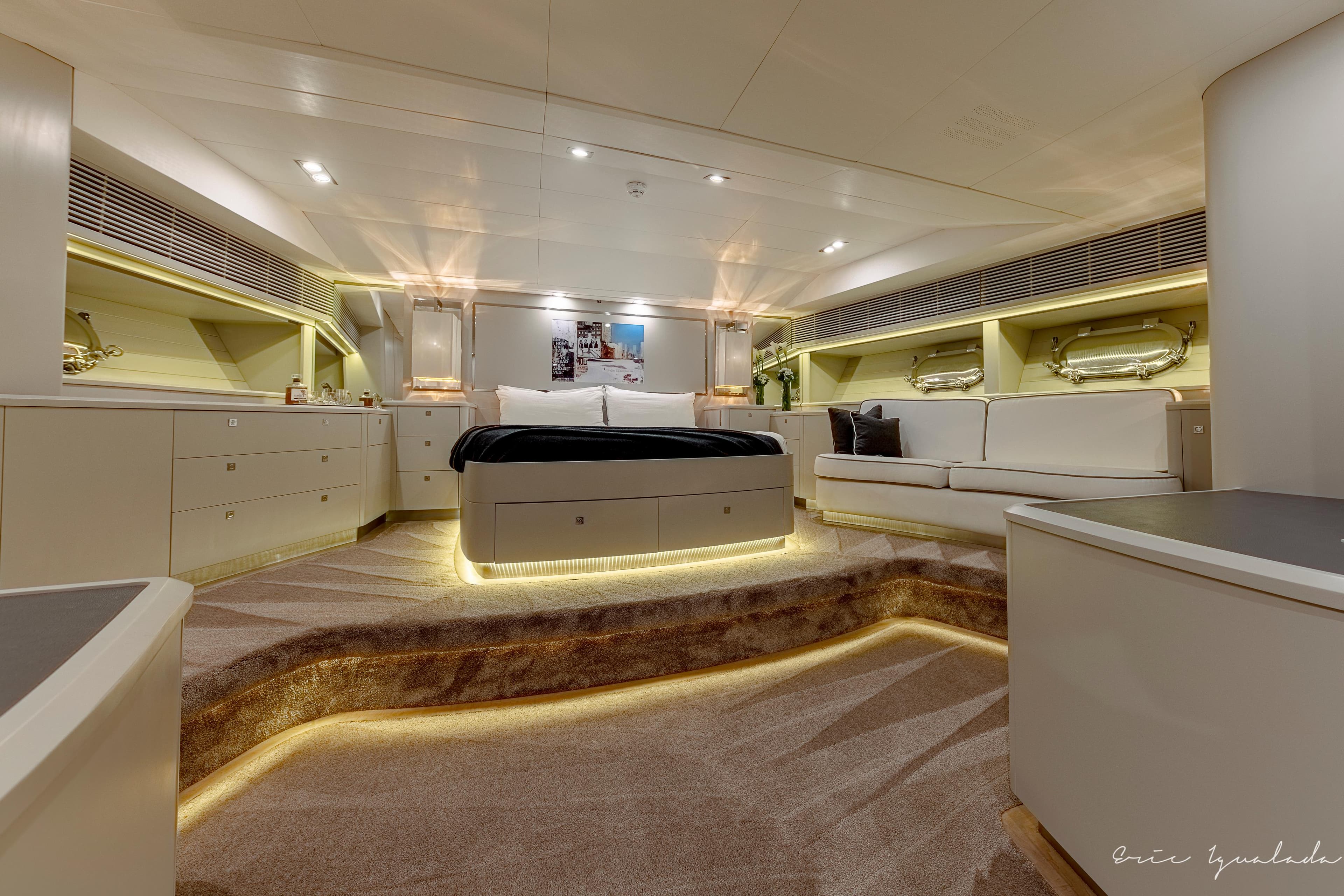 Luxurious interior of 1994 Alloy Yachts Alloy 35, featuring elegant lighting and modern design.