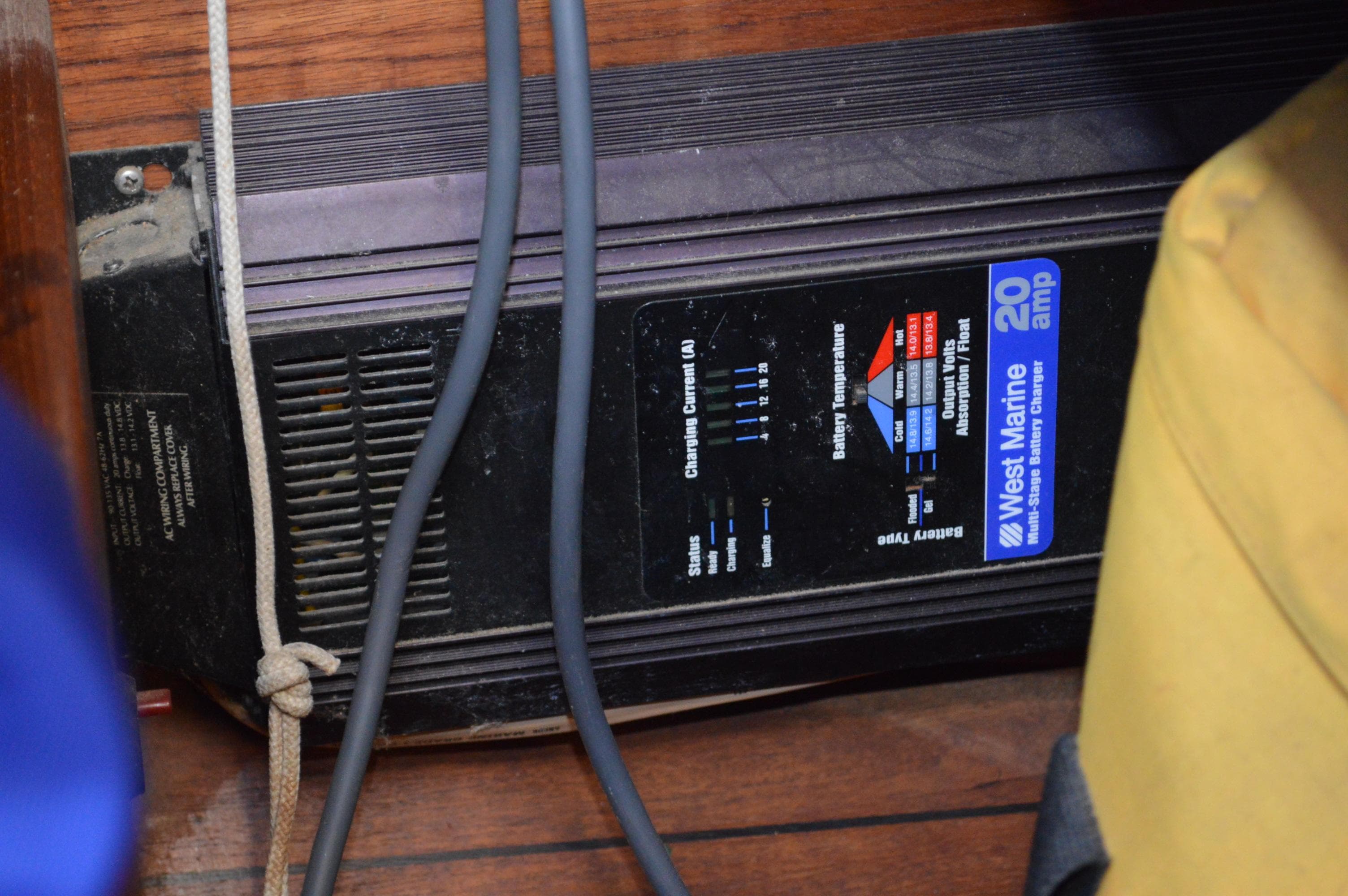 West Marine 20 amp battery charger on 1980 Saber 34 sailboat.