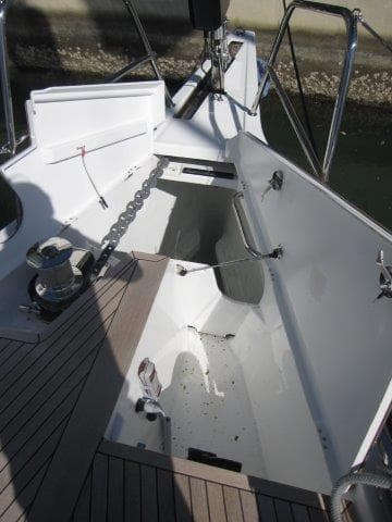 2025 Jeanneau Yacht 65 anchor locker and deck details.