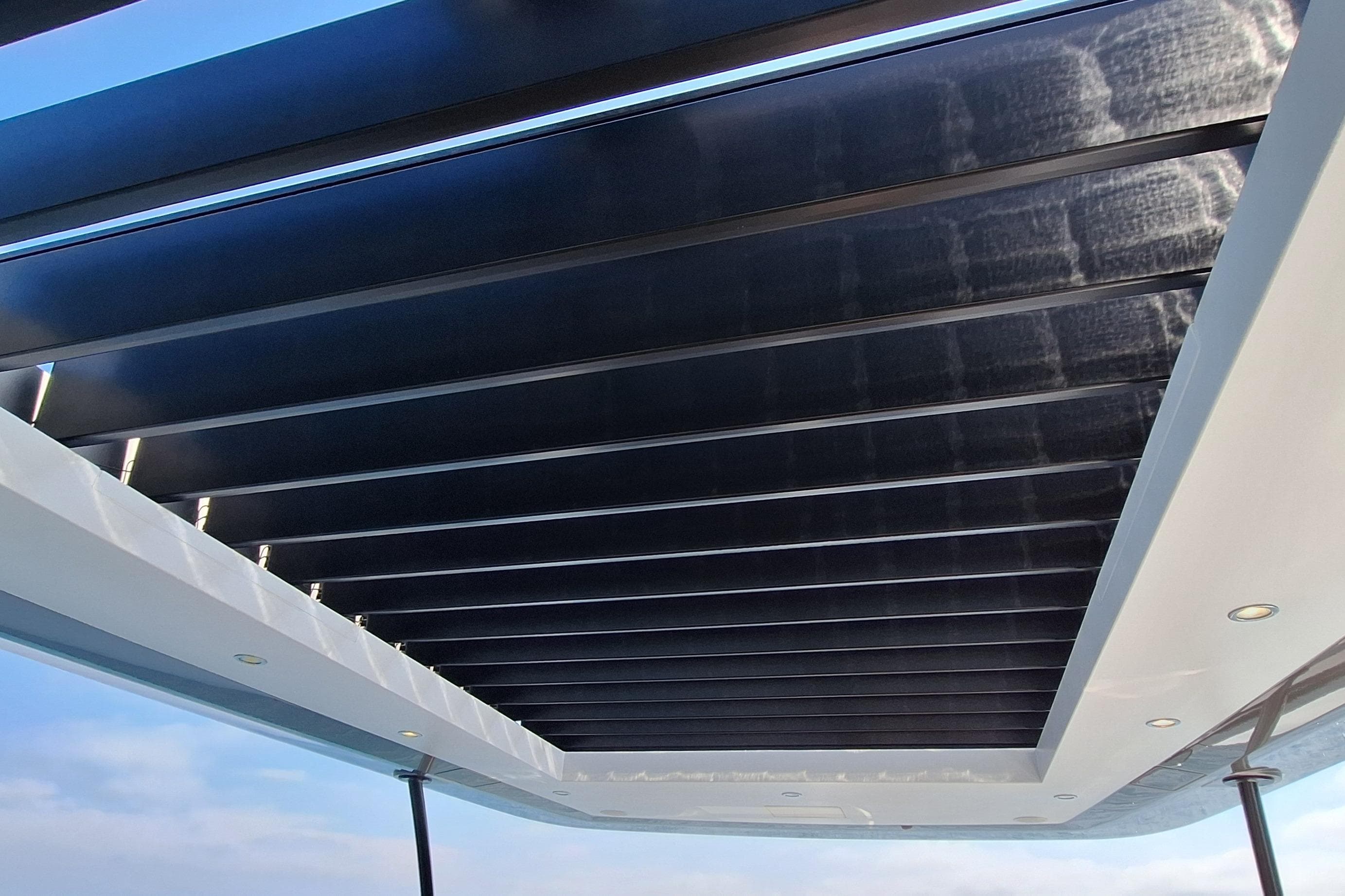 Rooftop view of 2022 Azimut Magellano 25M yacht with sleek, modern design elements.