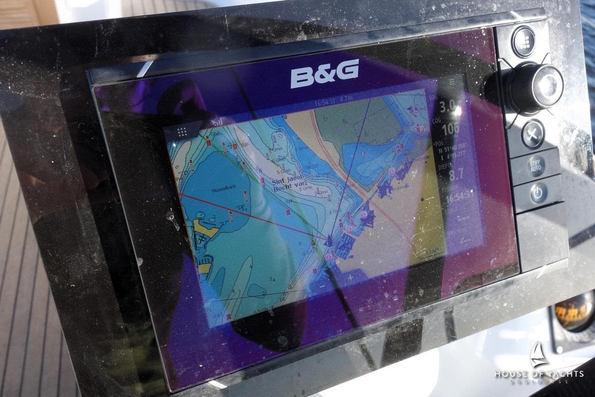 B&G navigation system on 2008 Grand Soleil 43 yacht displaying nautical chart.