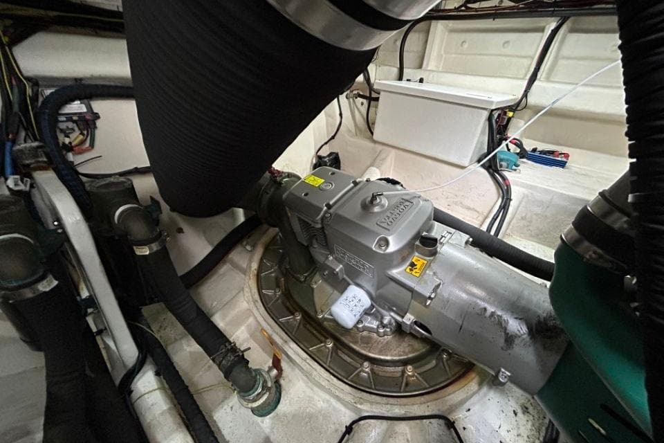 Engine compartment of 2018 Redbay Boats 1650 Explorer Cabin RIB, showcasing mechanical components.
