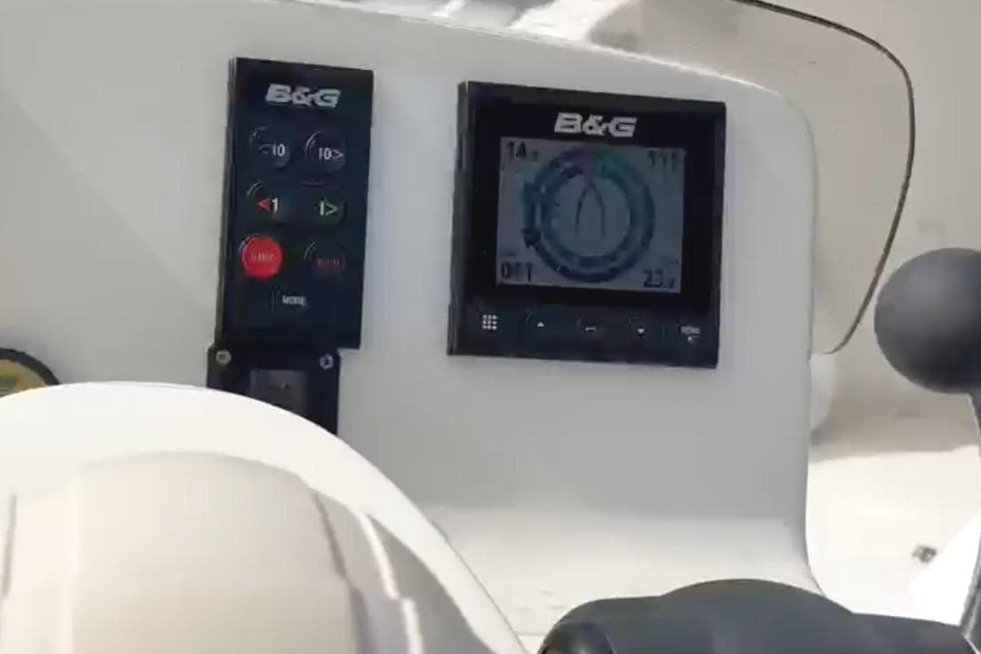 B&G navigation instruments on a 2003 Catana 582 yacht dashboard.