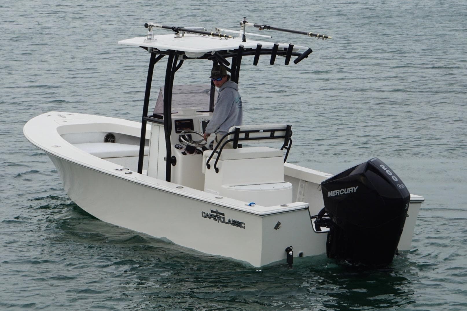 2020 May-Craft 23 Cape Classic boat with Mercury engine on water.