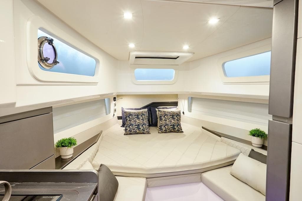 Luxurious interior of Schaefer V44 yacht, model year 2027.