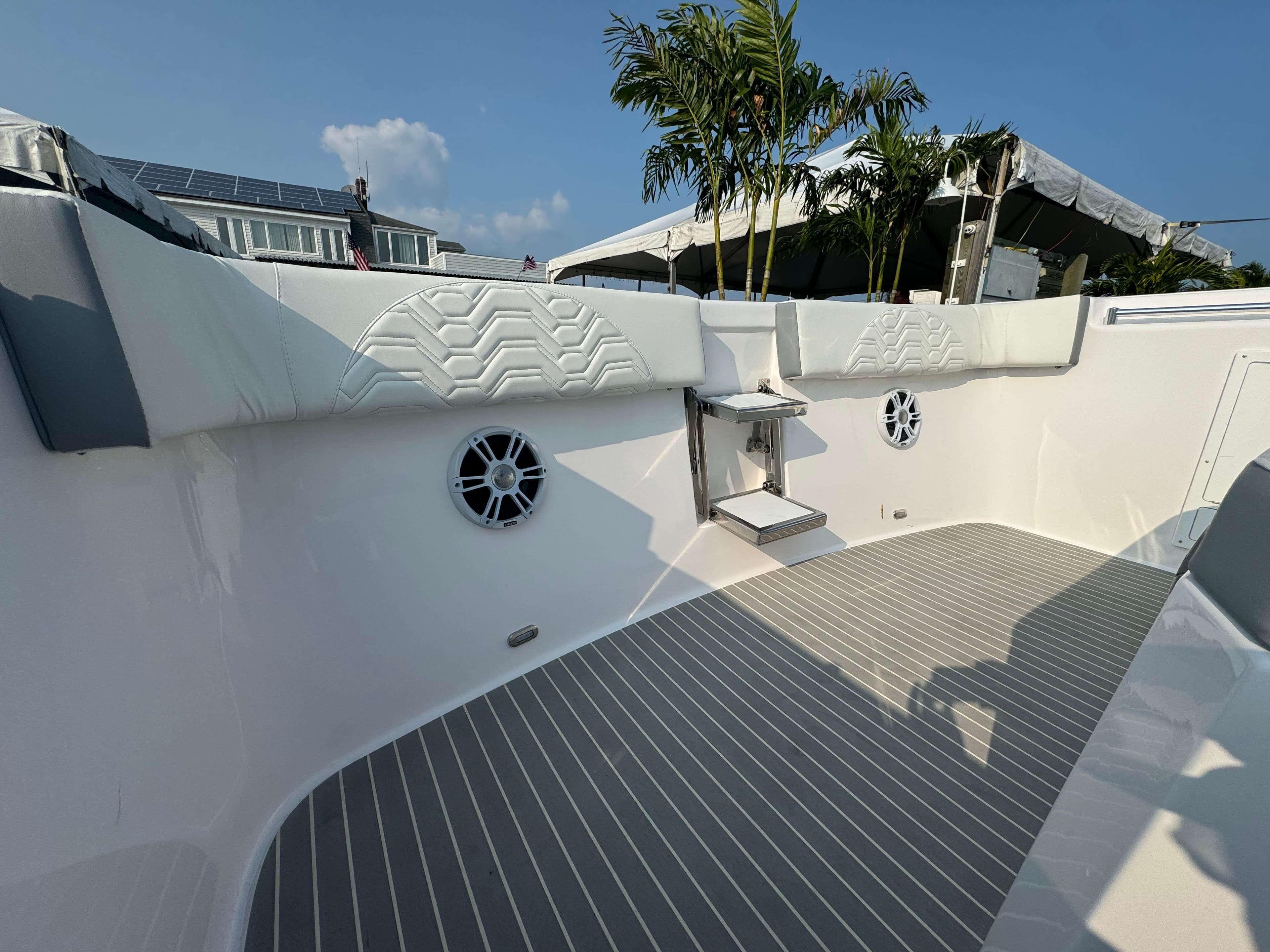 2025 Twin Vee 400 GFX boat interior with modern design and spacious deck.
