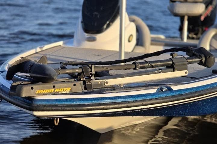 2017 Nitro Z17 boat with Minn Kota Edge trolling motor on calm water.
