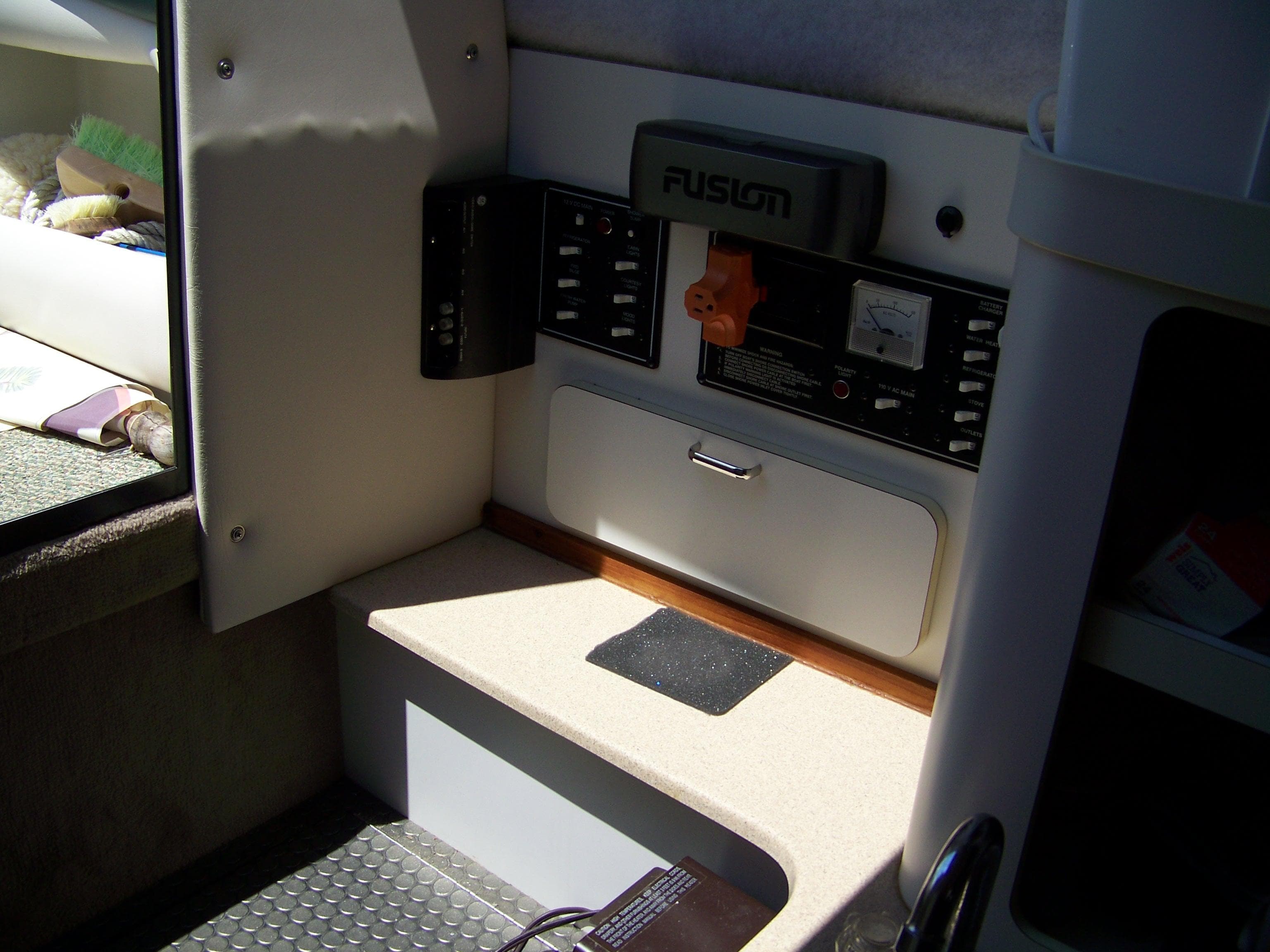 Interior view of a 1996 Crownline 250 CR boat control panel.