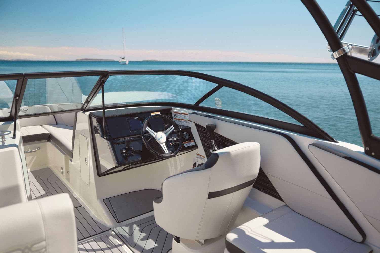 Interior of a 2026 Sea Ray SPX 210 Outboard boat.