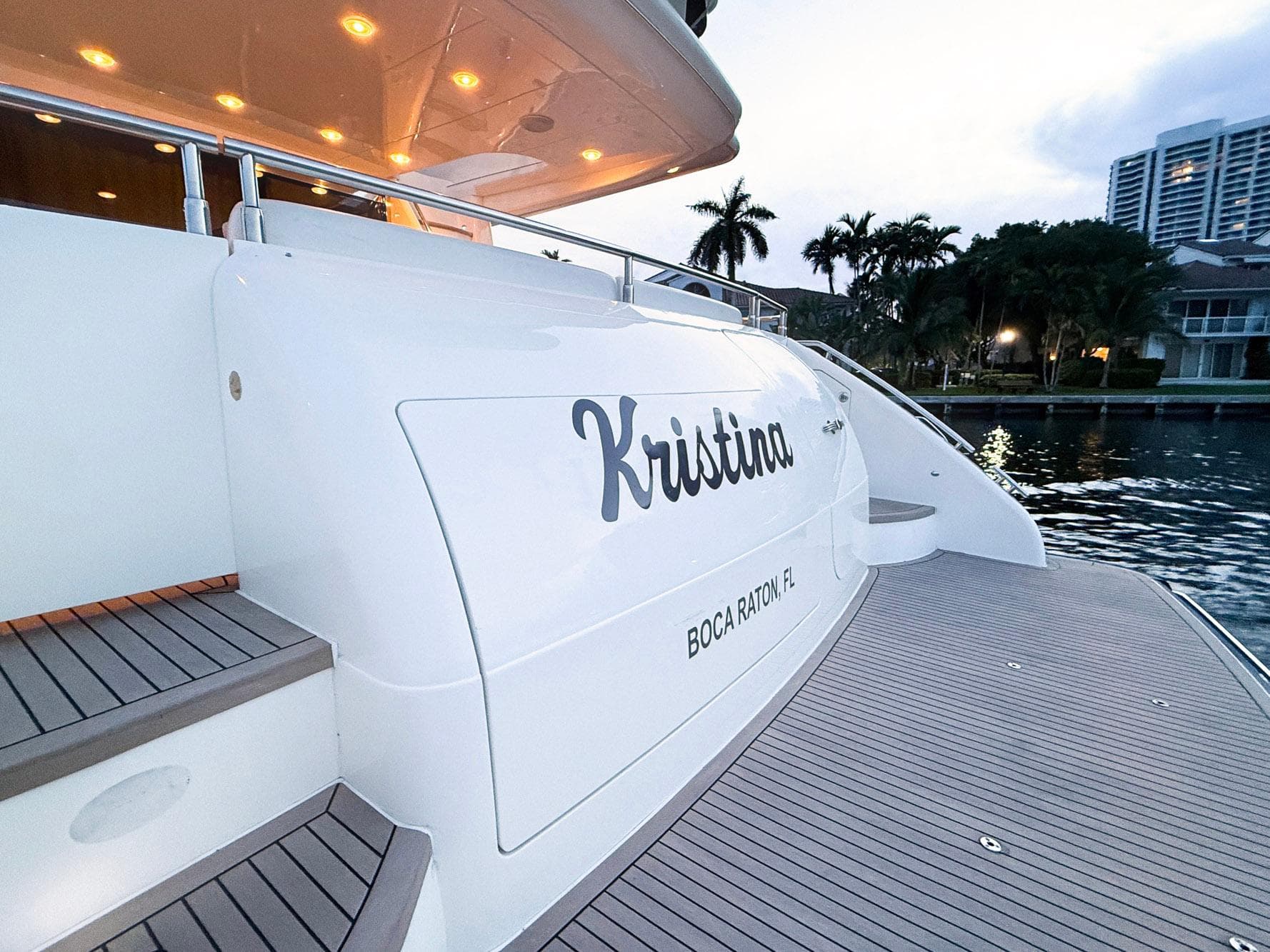 Luxury yacht "Kristina" docked, Princess 23M model, 2007, Boca Raton, FL.