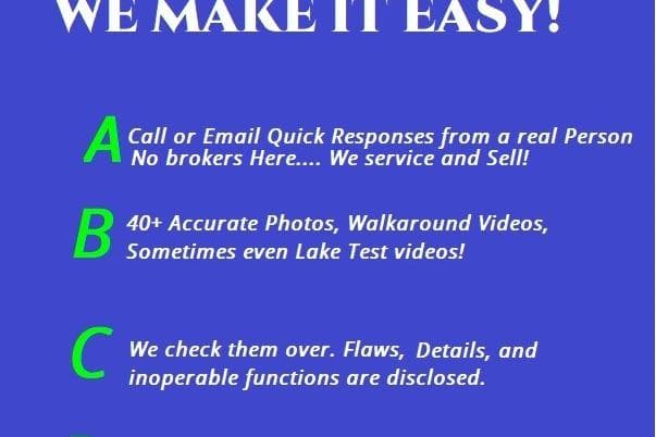 Alt text: "Crownline 230 BR 2003 sales process with easy steps A, B, C."