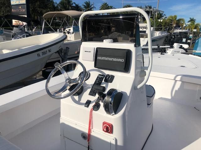 Control console of a 2022 Piranha Alem F2000 boat.