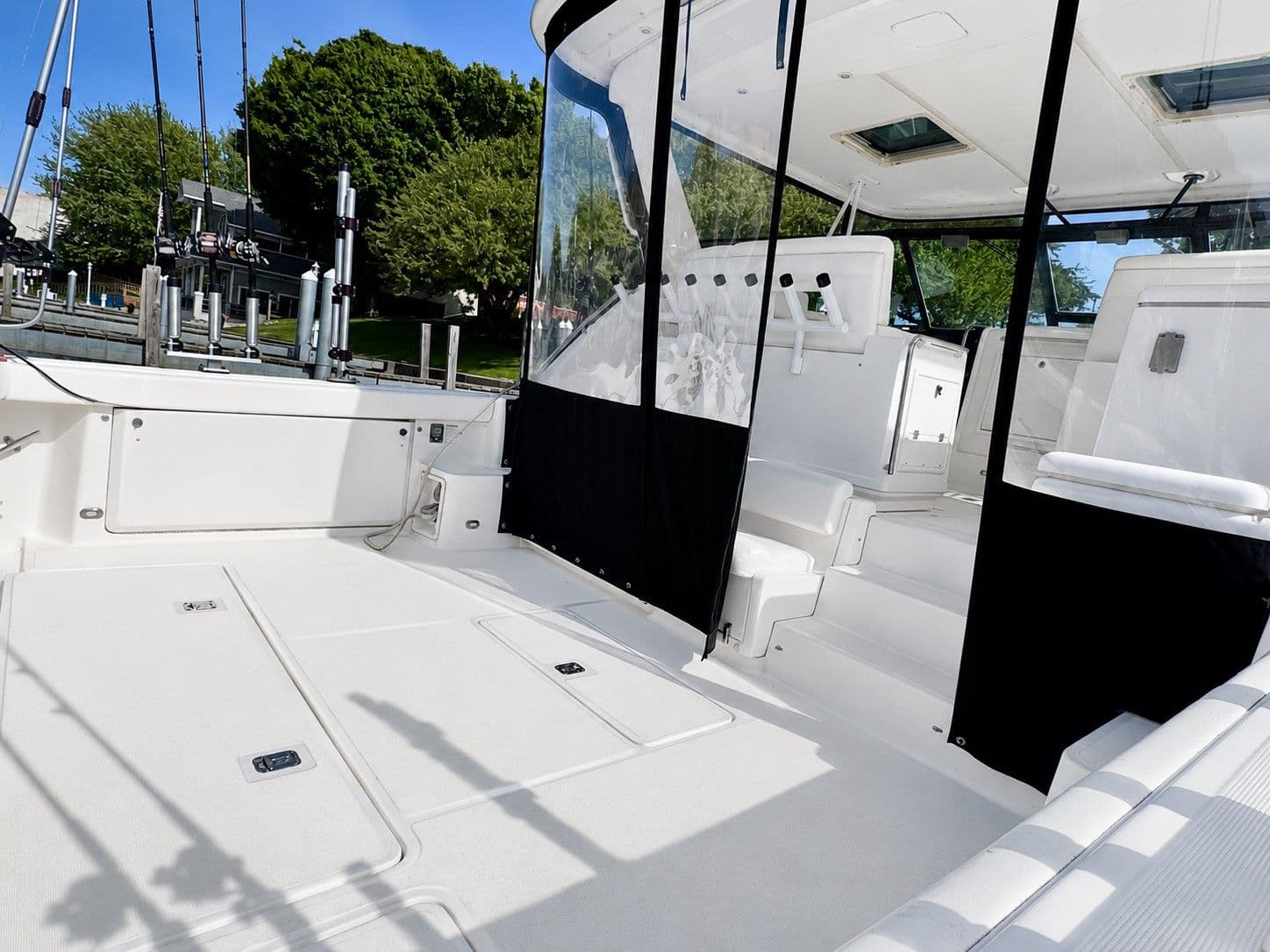 Interior of a 1999 Tiara Yachts 4100 Open, spacious and modern.