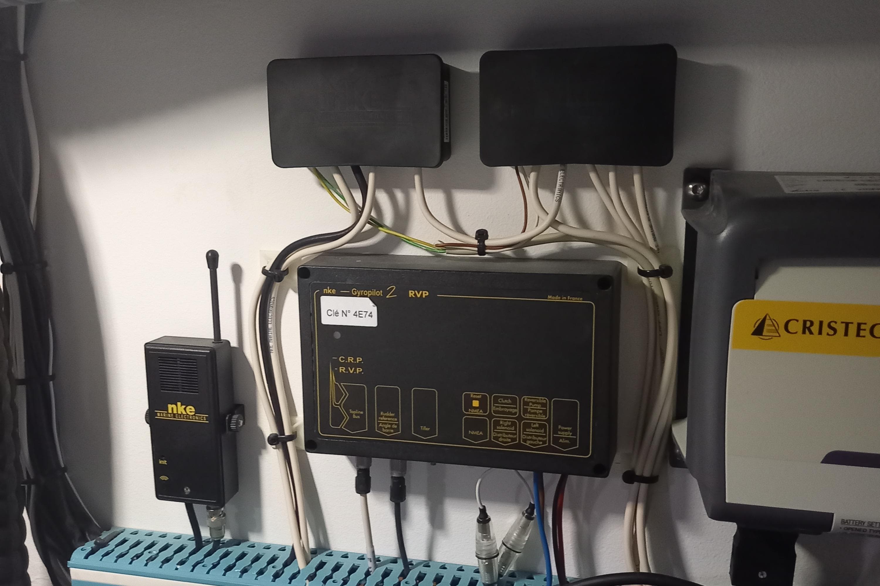 Electrical control panel with NKE Gyropilot and Cristec components, Pogo 1250, 2017 model.