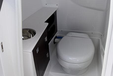 Manufacturer Provided Image: 2025 Monterey 255SS Super Sport boat bathroom with toilet and sink.