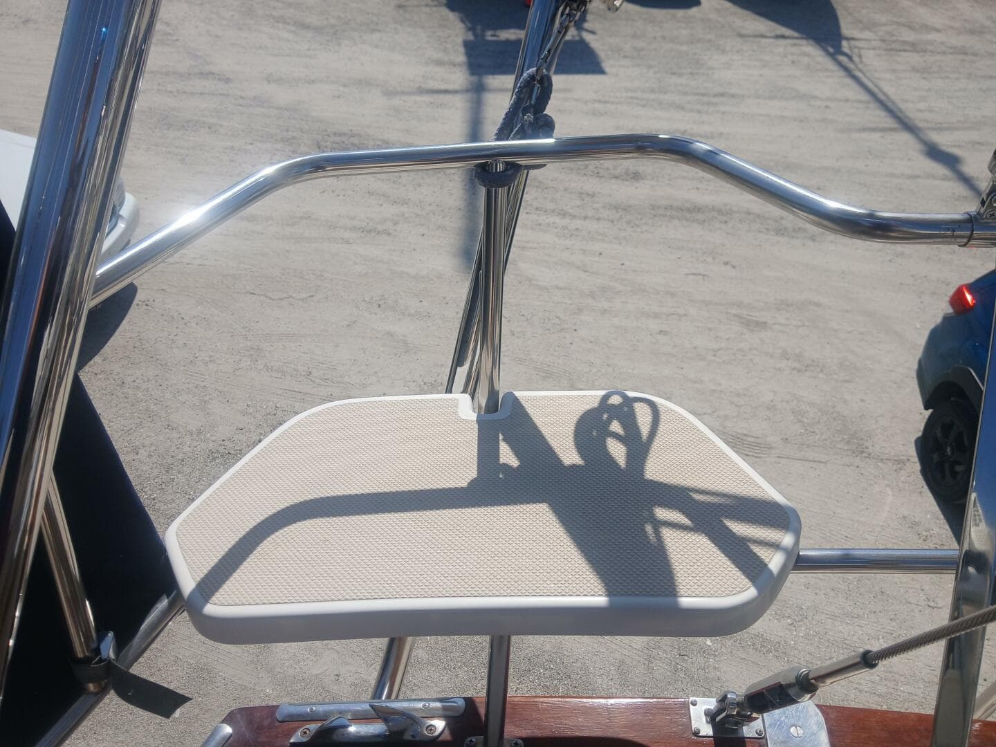Rear view of a 1999 Island Packet 45 yacht.
