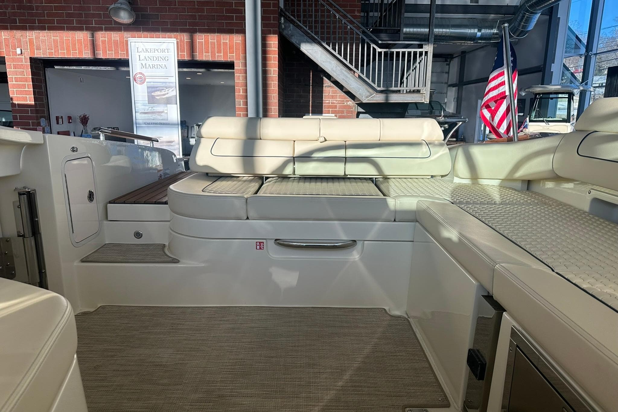 2026 Chris-Craft Launch 31 GT interior with luxurious seating and modern design.