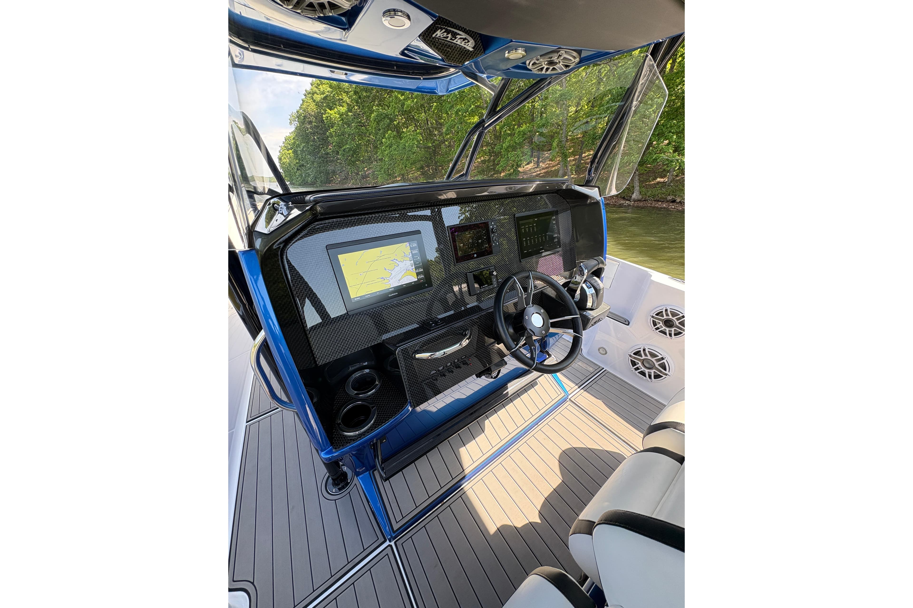 2020 Nor-Tech 340 Sport Center Console cockpit with advanced navigation system and sleek design.