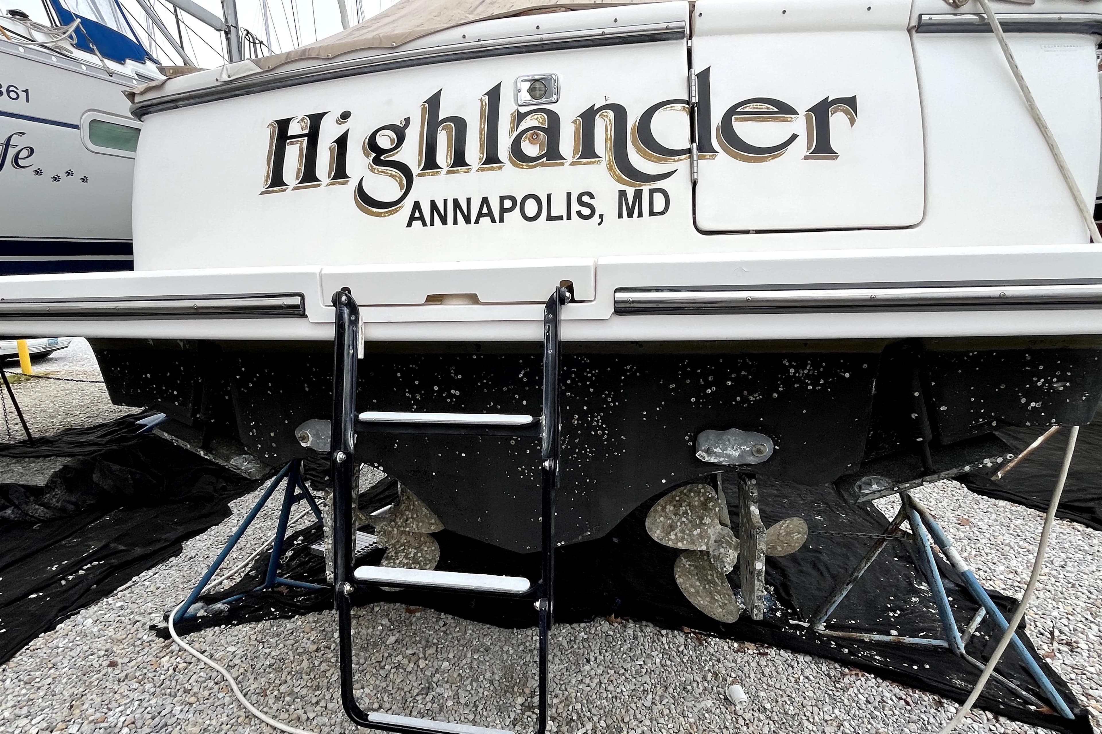 1999 Tiara Yachts 3500 Open named Highlander, docked in Annapolis, MD.