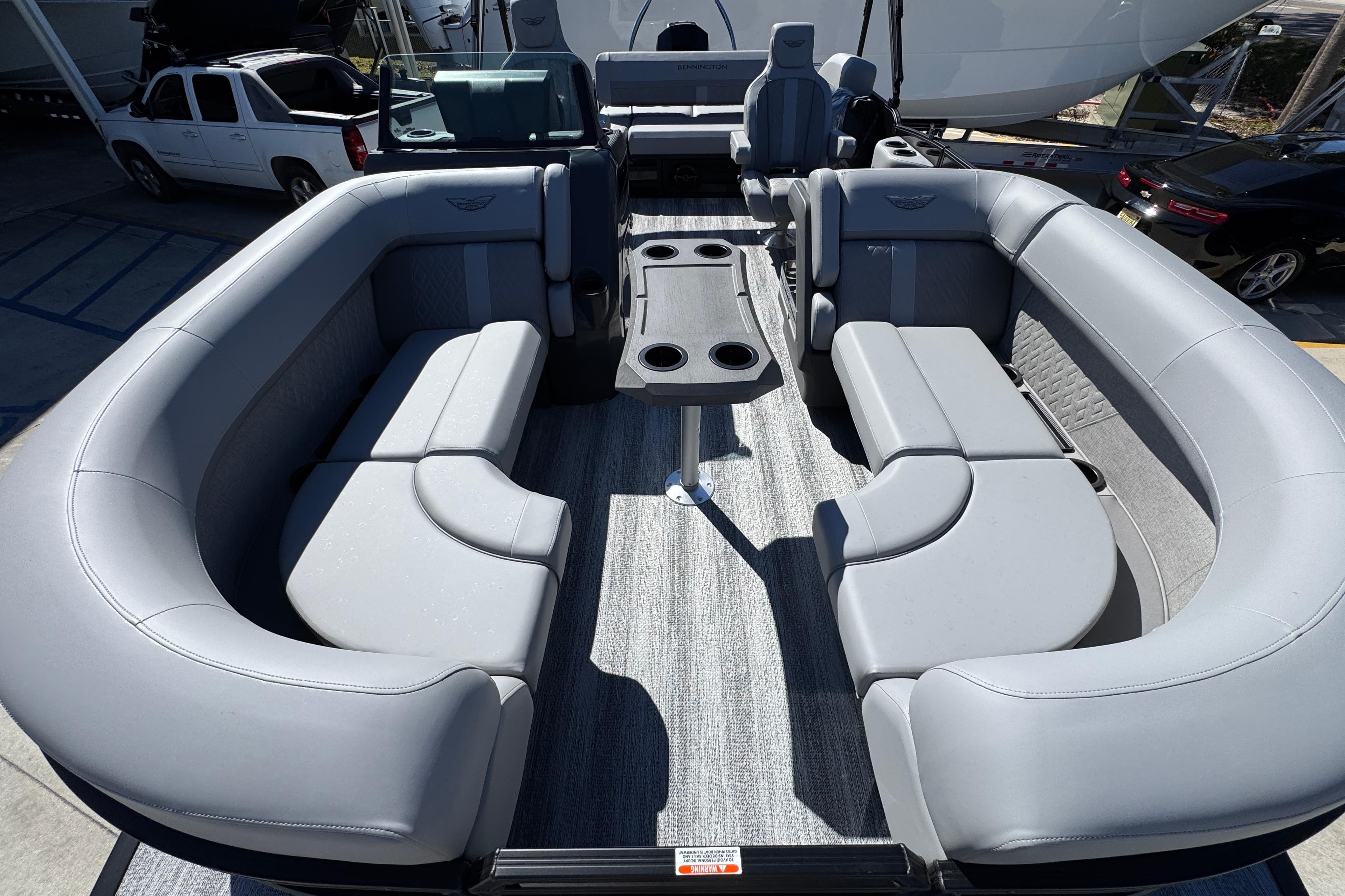 2026 Bennington 22 MSB pontoon boat with spacious seating and modern design.
