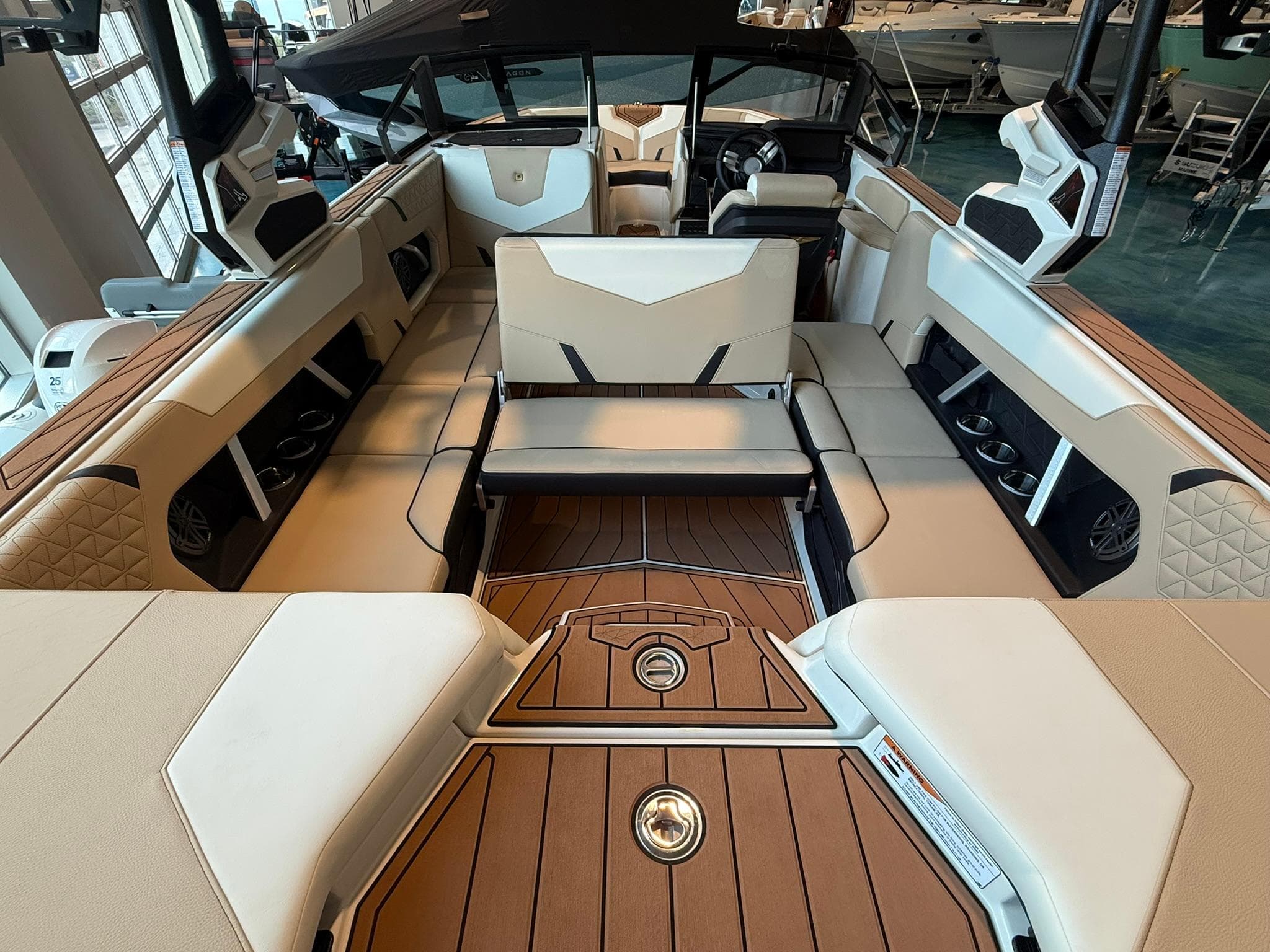 2026 Nautique Super Air Nautique GS22 interior with luxurious seating and modern design.