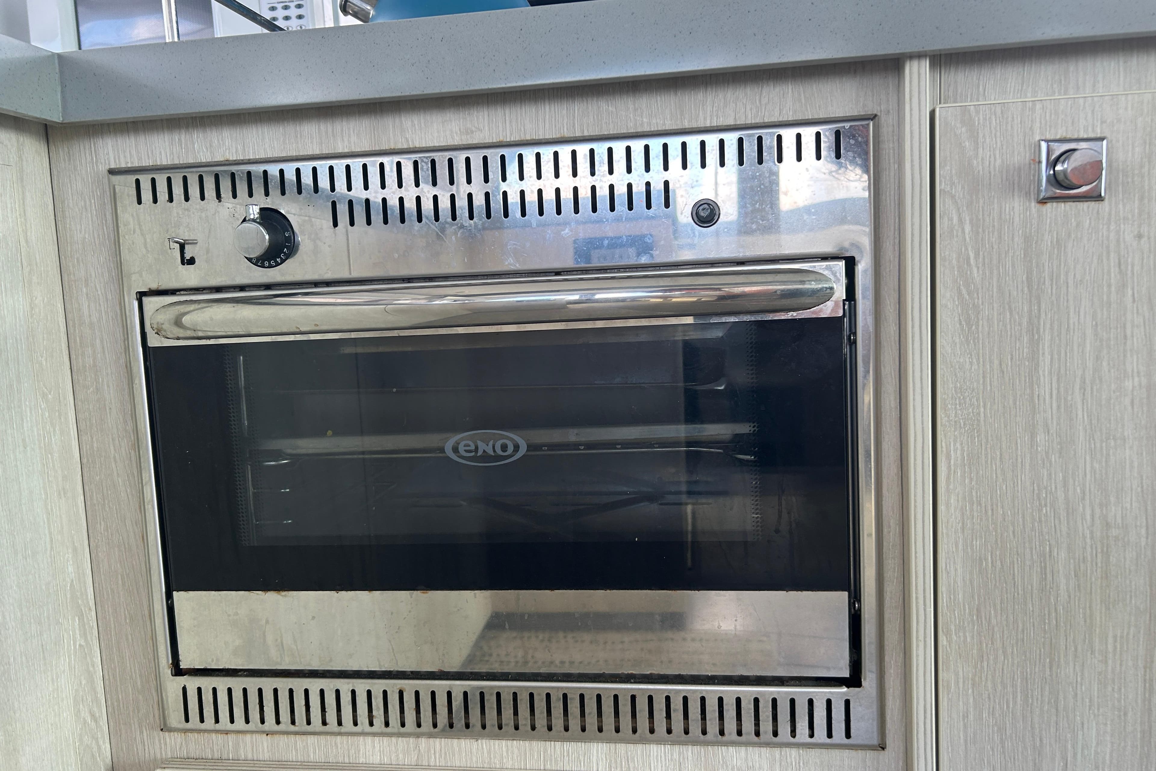 Built-in stainless steel oven on Leopard 45 yacht, 2020 model.