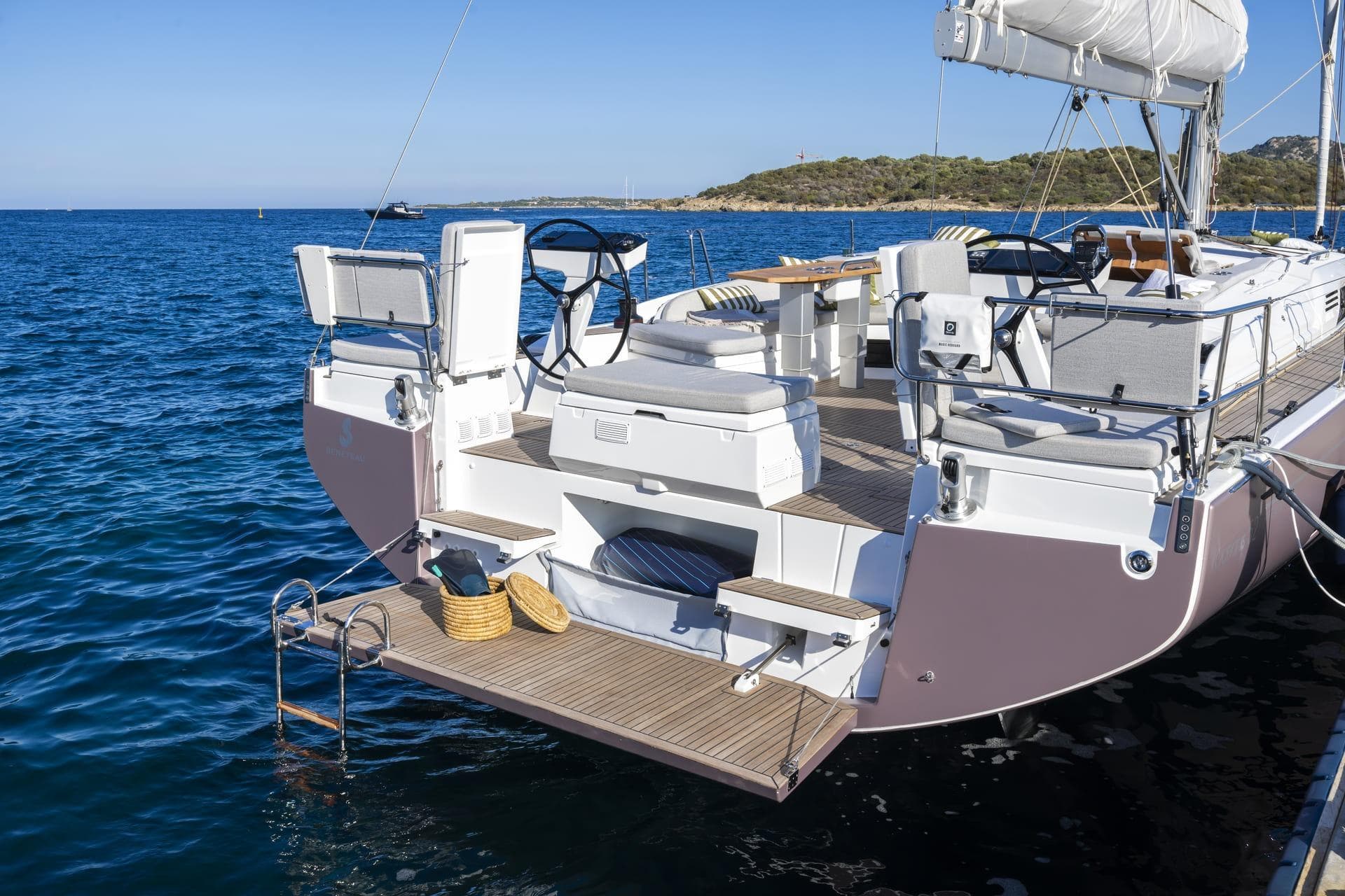 2026 Beneteau Oceanis 52 yacht with spacious deck and elegant design on calm blue waters.