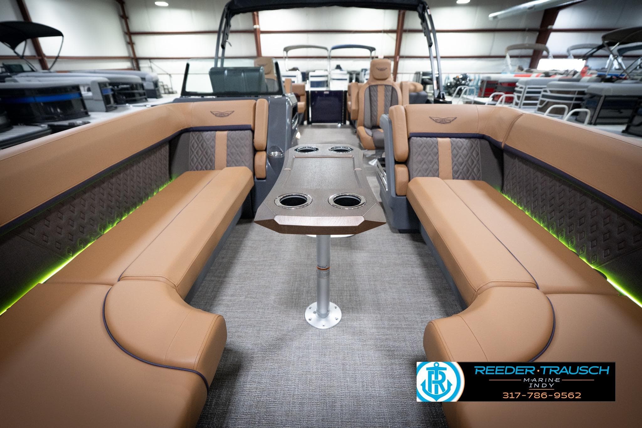 2026 Bennington 22 MFB boat interior with luxurious seating and modern design.