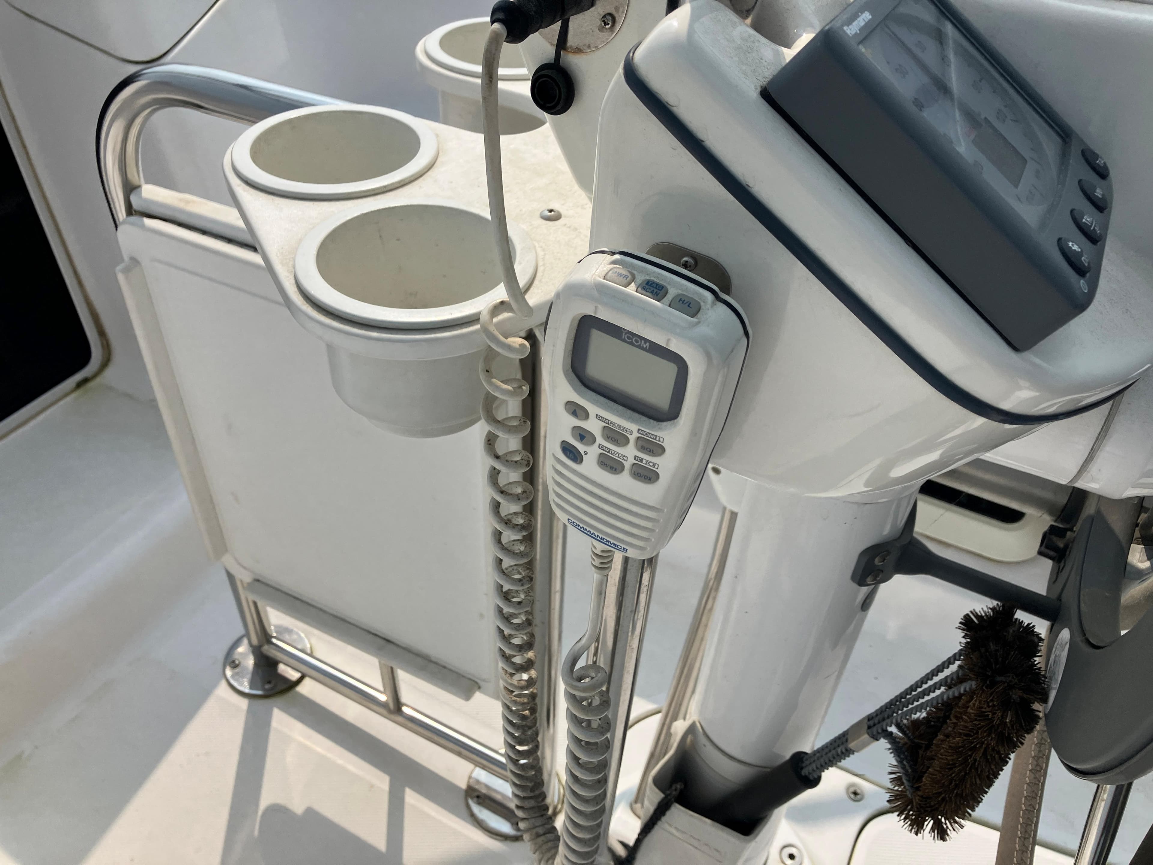 Control console of a 2007 Hunter 33 yacht.