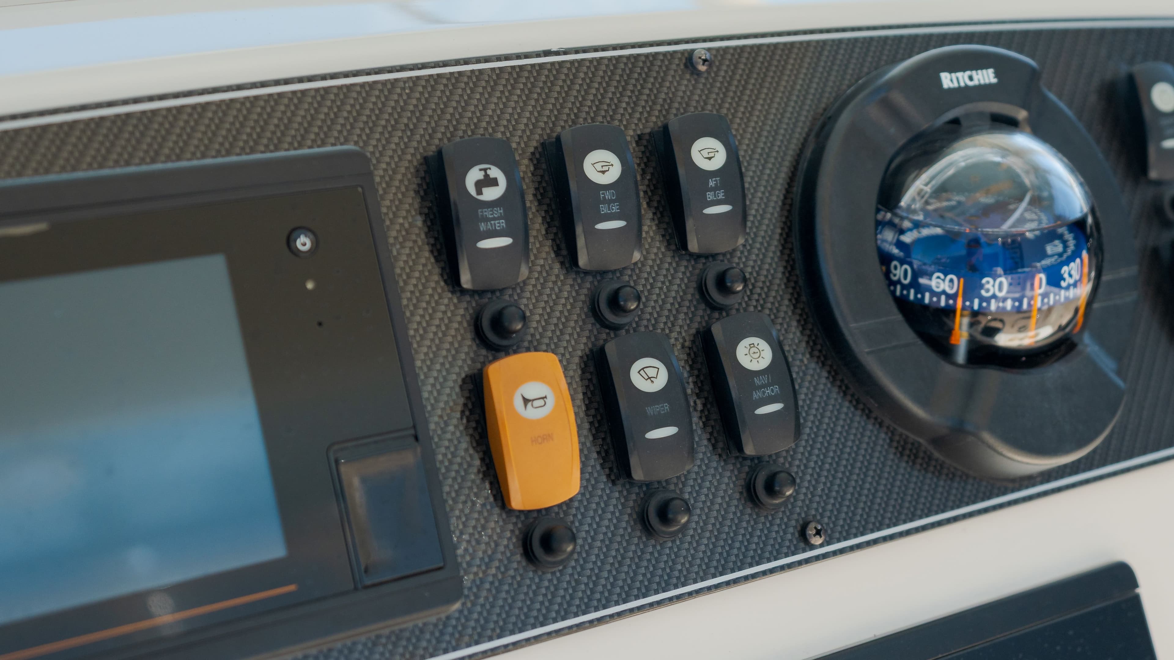 Dashboard of 2019 Grady-White Canyon 306 boat.