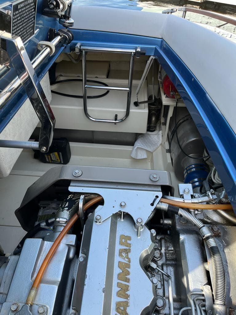 Engine compartment of a 2012 Riva Aquariva Super boat with Yanmar engine.