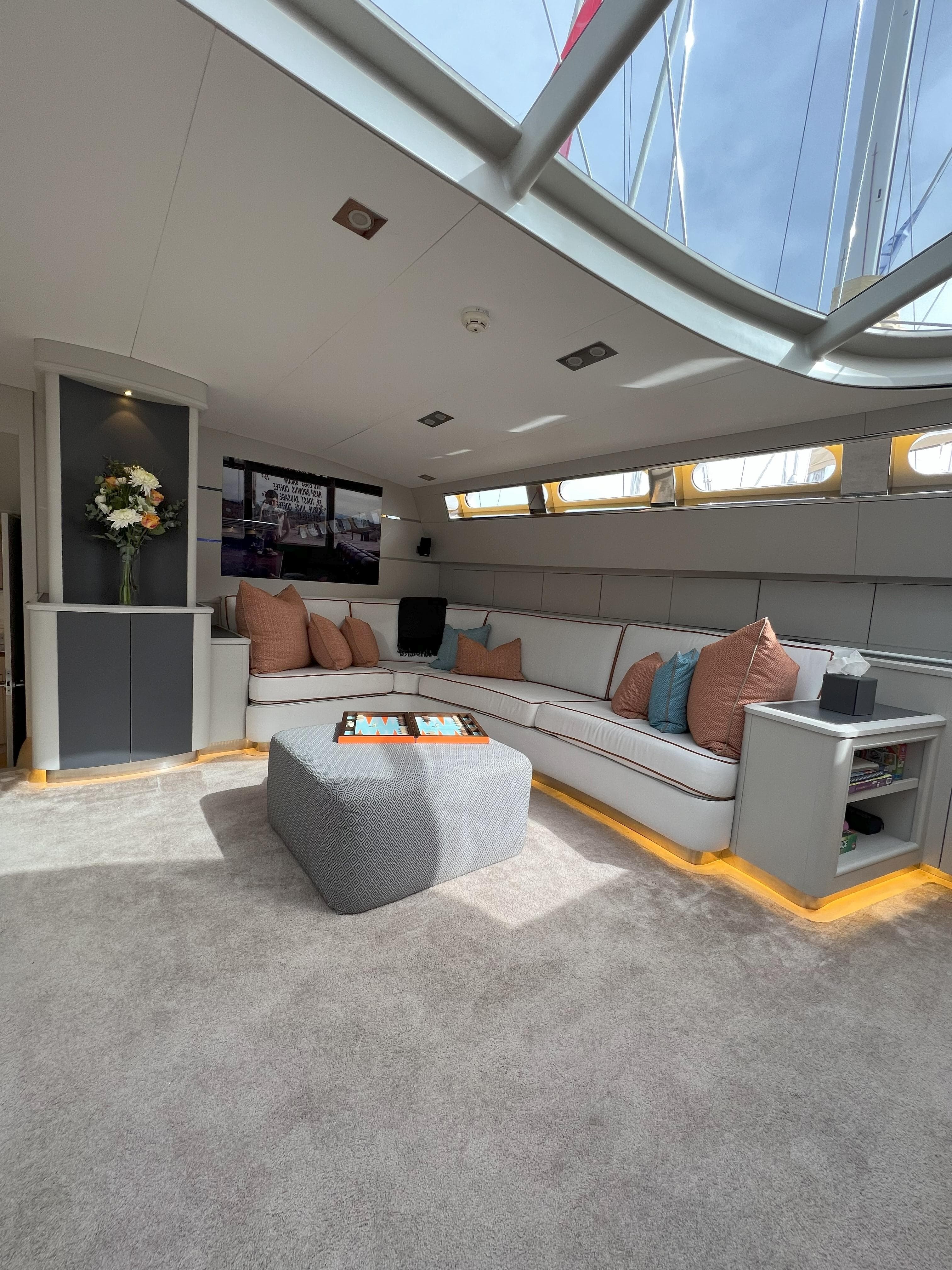 Luxurious interior of 1994 Alloy Yachts Alloy 35, featuring elegant seating and modern decor.