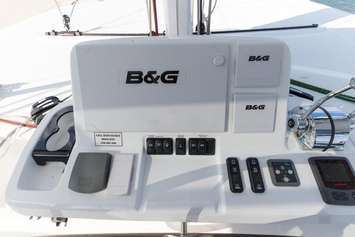 Control panel of 2019 Lagoon LAGOON 50 catamaran with B&G navigation equipment.