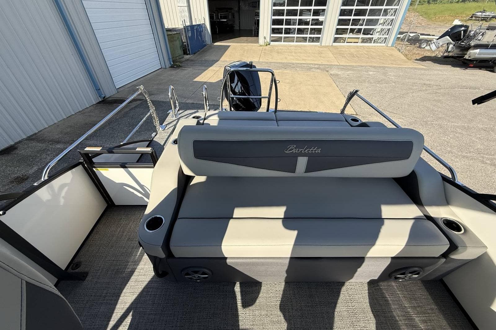 2025 Barletta Cabrio 22UC pontoon boat with spacious seating and modern design.