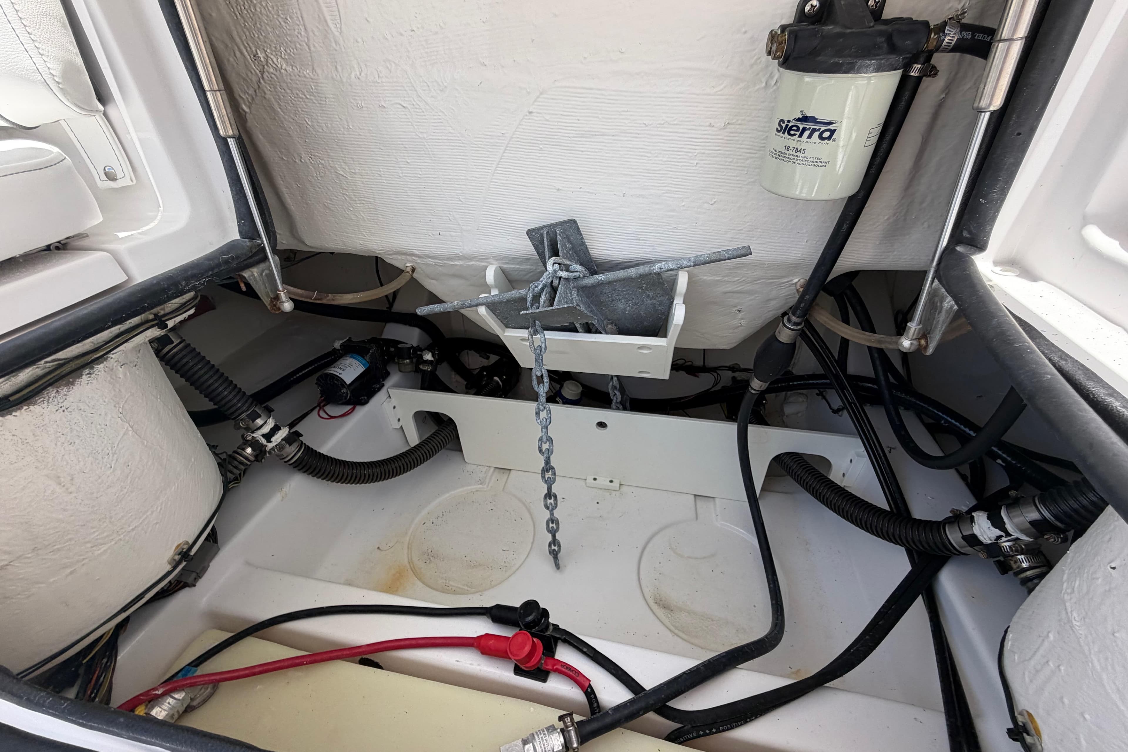 2022 Sportsman Heritage 231 Center Console anchor storage and wiring compartment.