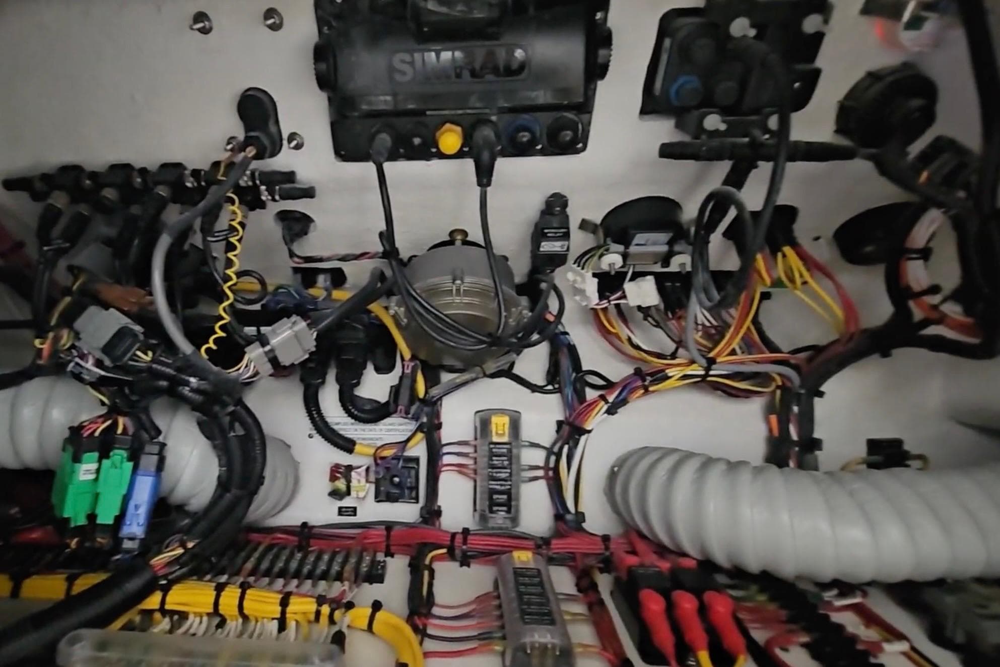 Electrical system of 2025 Intrepid 43 Nomad SE boat, showcasing wiring and components.