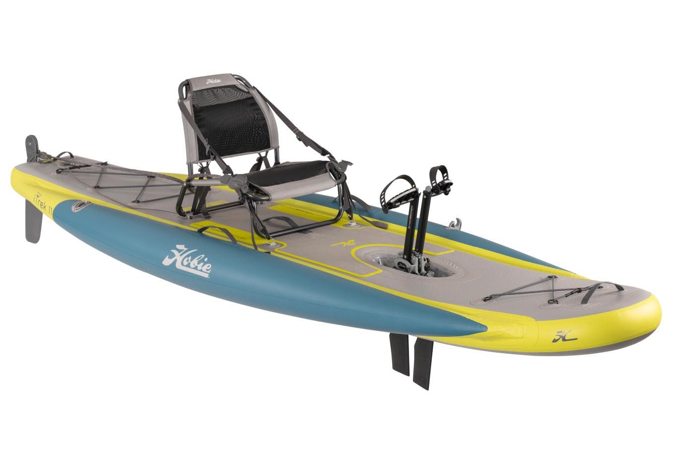 2025 Hobie ITREK 11 inflatable kayak with pedal drive and adjustable seat.