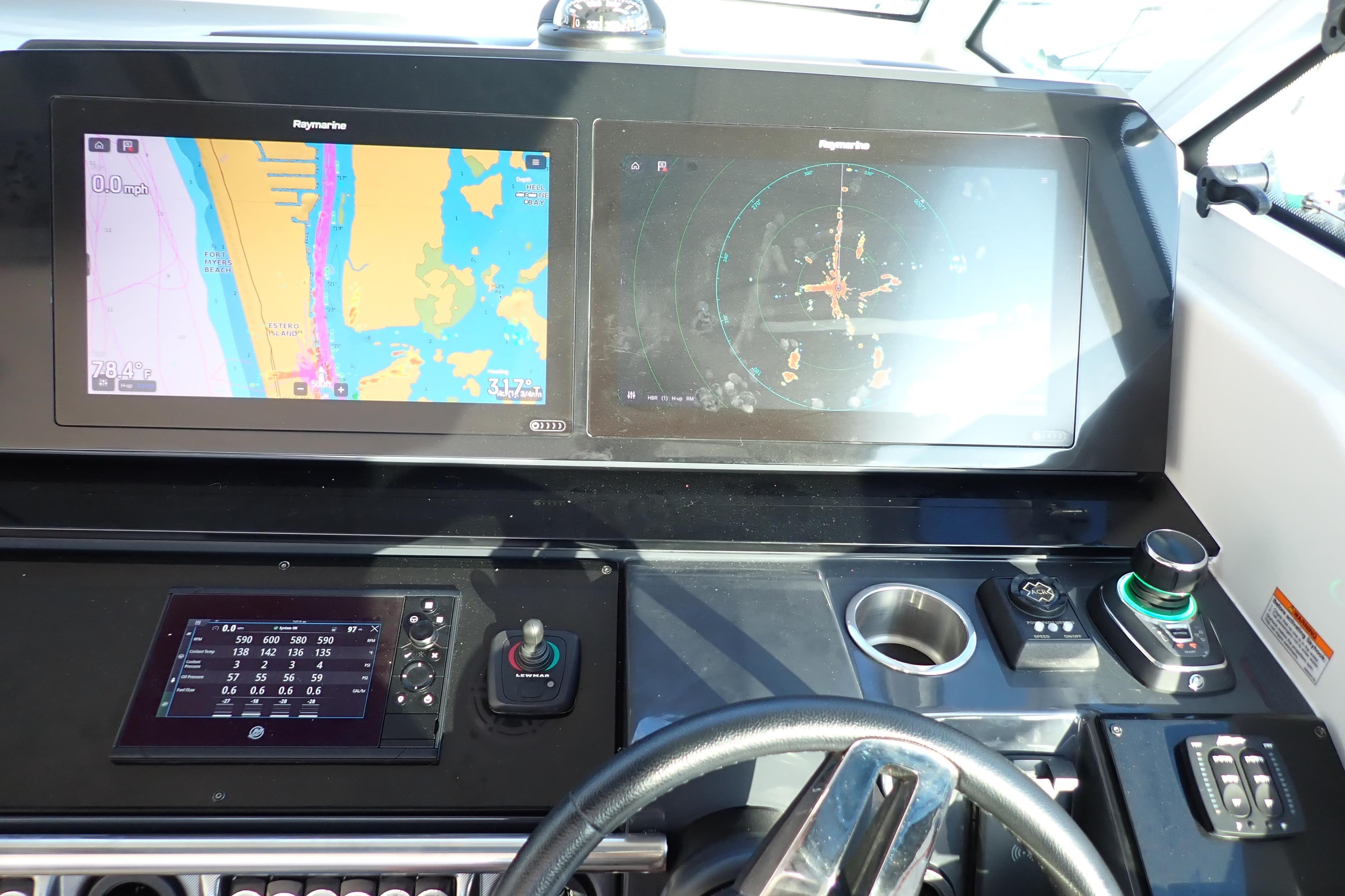 Dashboard of 2022 Formula 400 Super Sport Crossover with navigation and control systems.