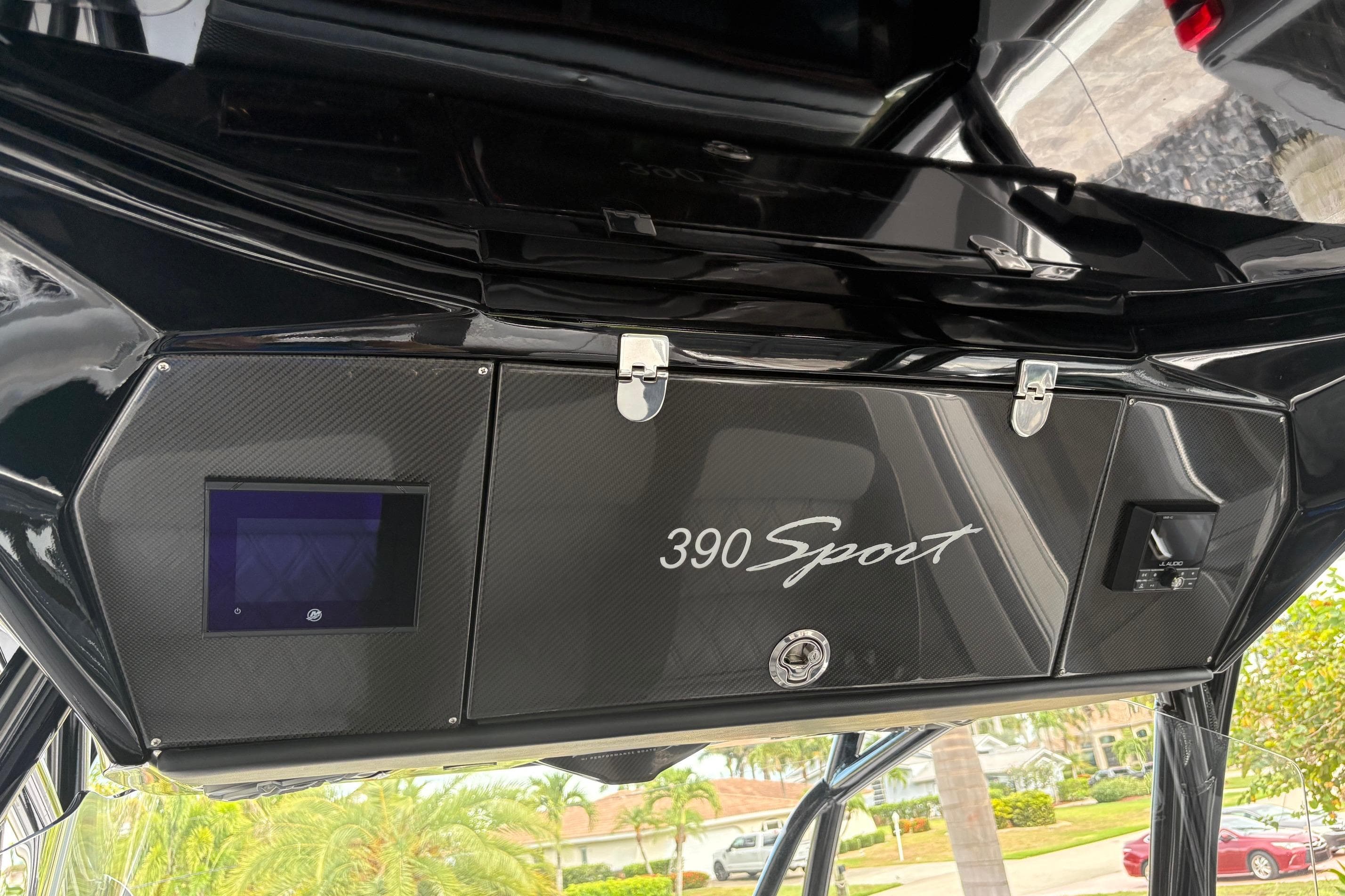 2024 Nor-Tech 390 Sport Center Console dashboard with sleek black design and modern controls.
