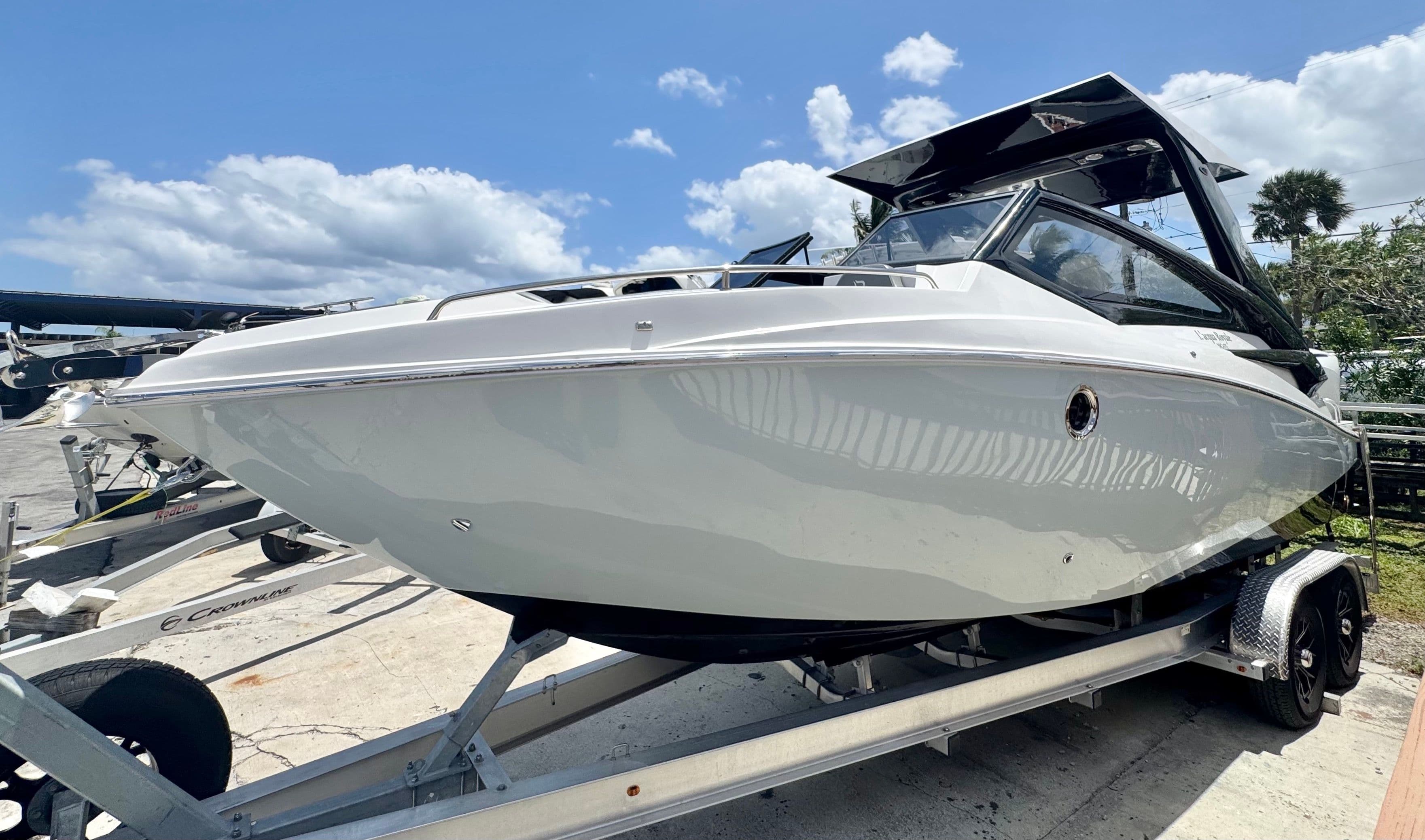 2024 L'acqua Royale LR280 GRAN CABRIO on trailer, sunny day.