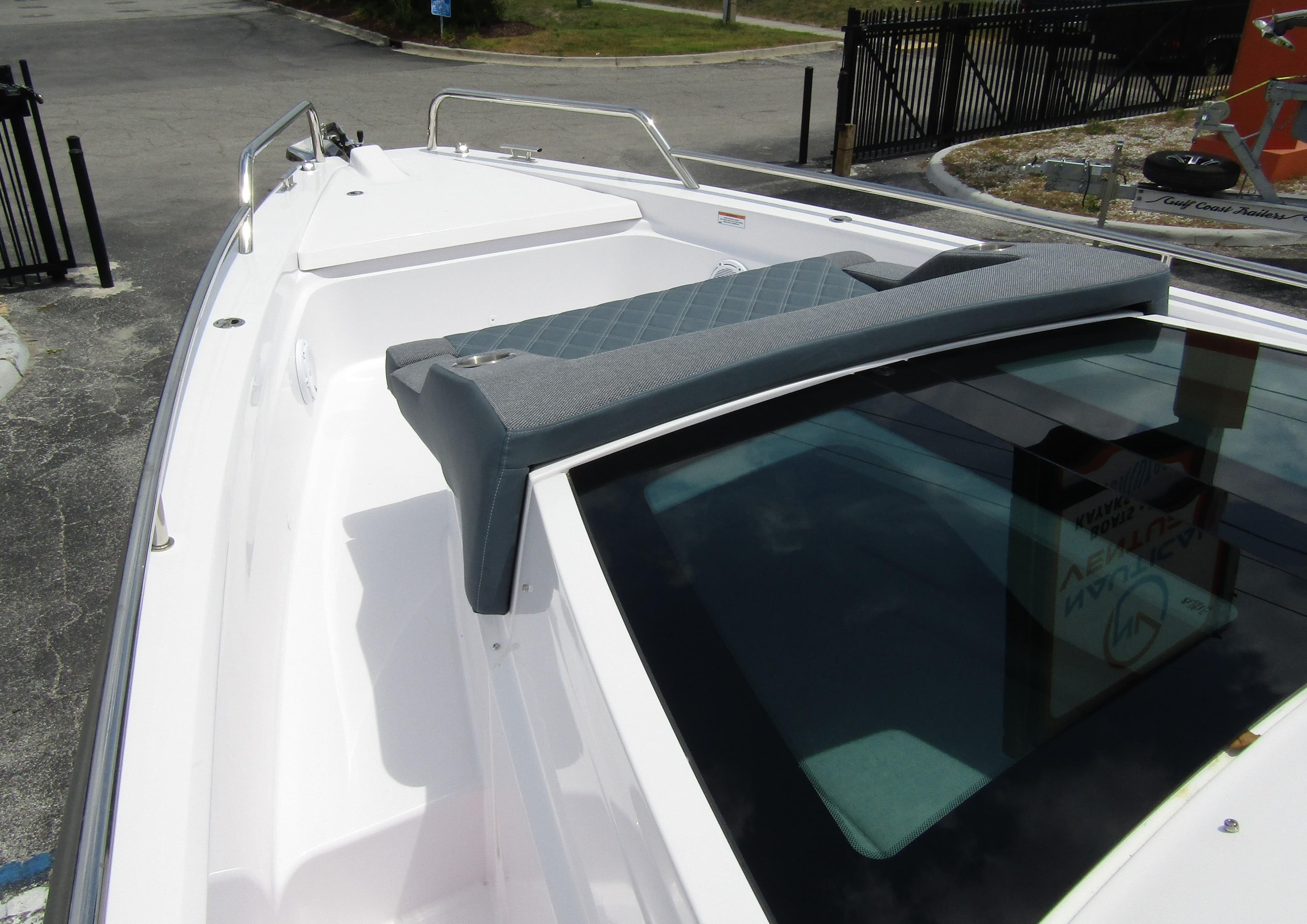 2024 Axopar 37 Sun Top boat deck with sleek design and modern features.