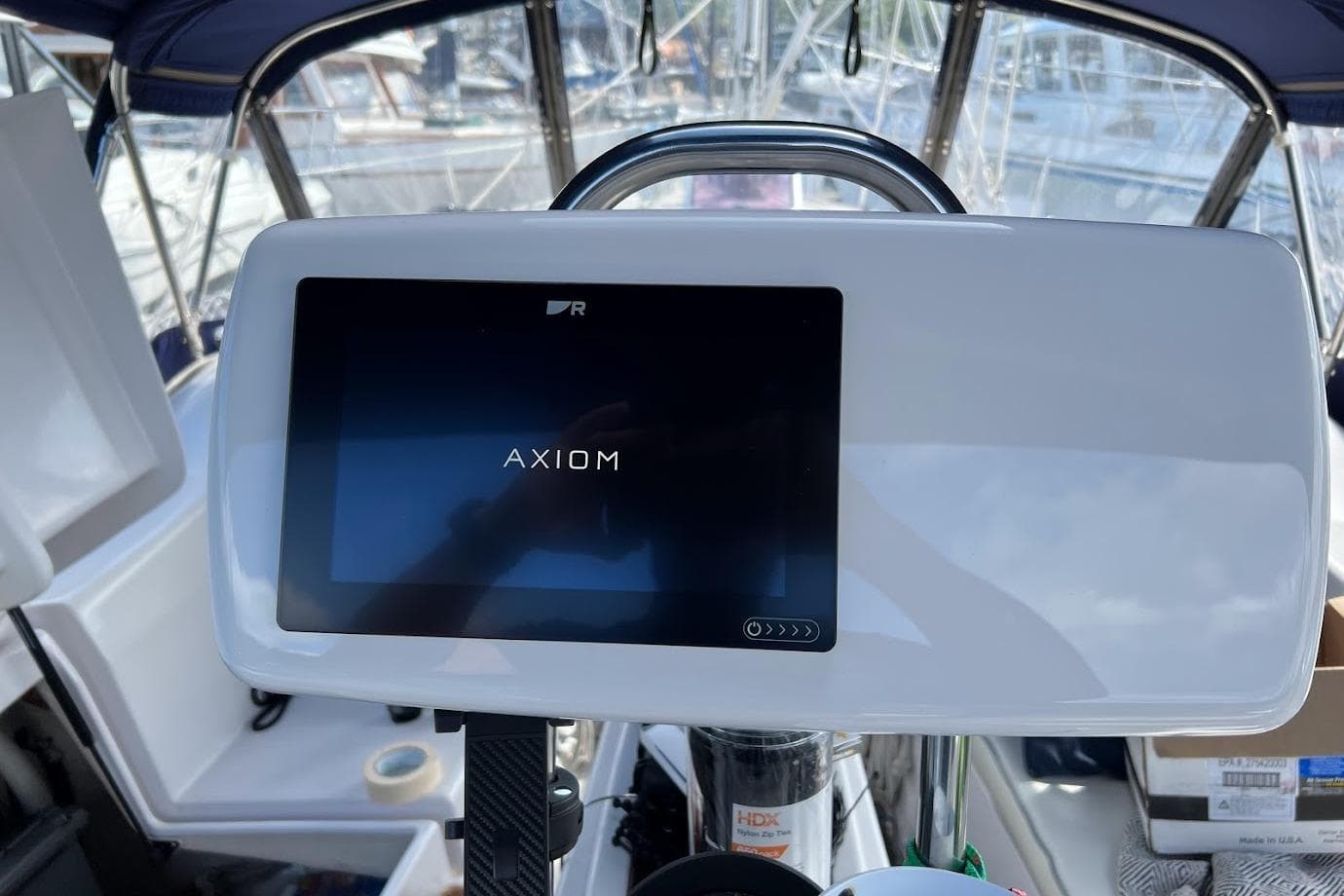 Axiom navigation display on 2012 Catalina 355 yacht helm.