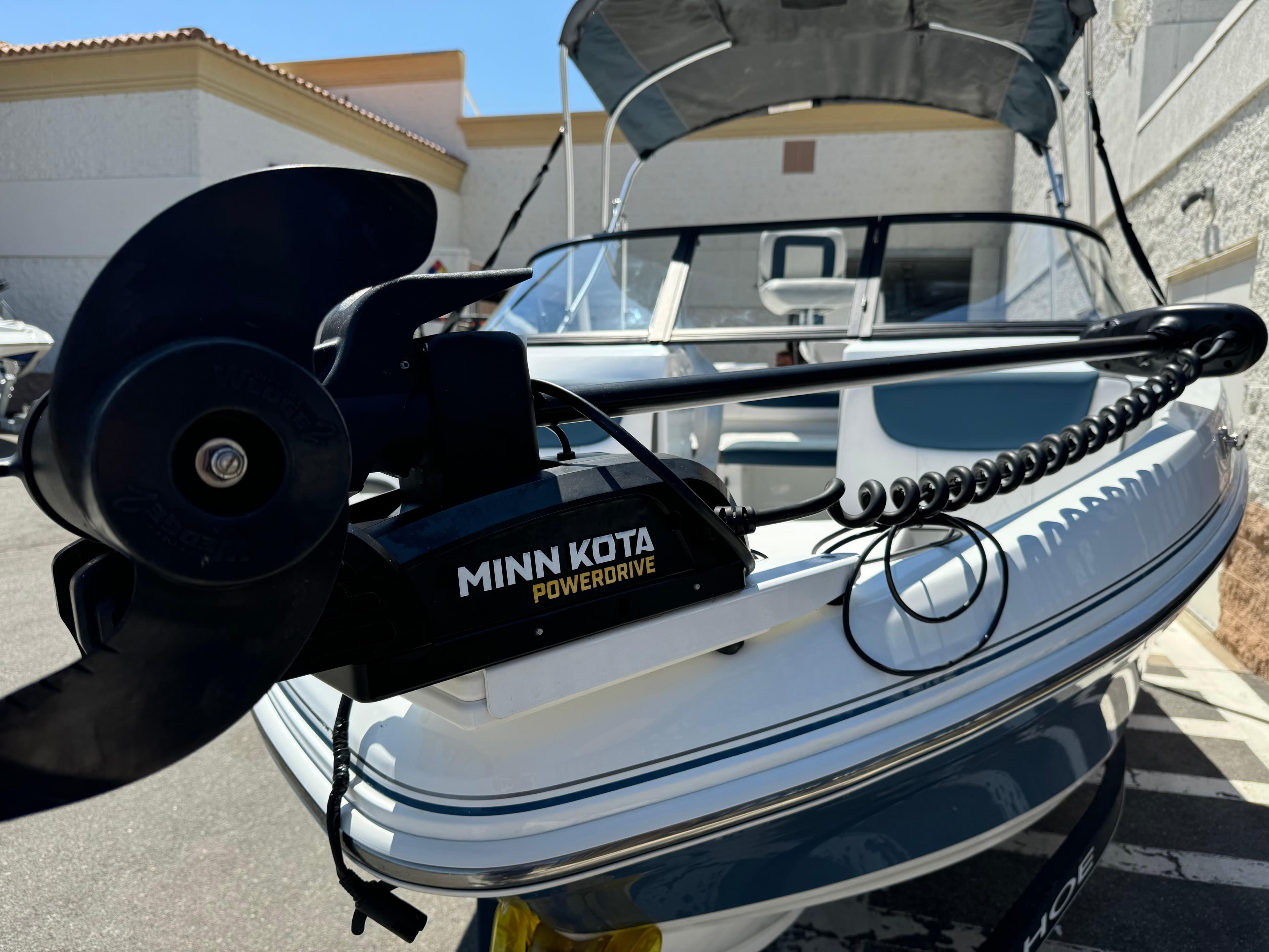 2021 Tracker Tahoe 450 TF boat with Minn Kota PowerDrive trolling motor.