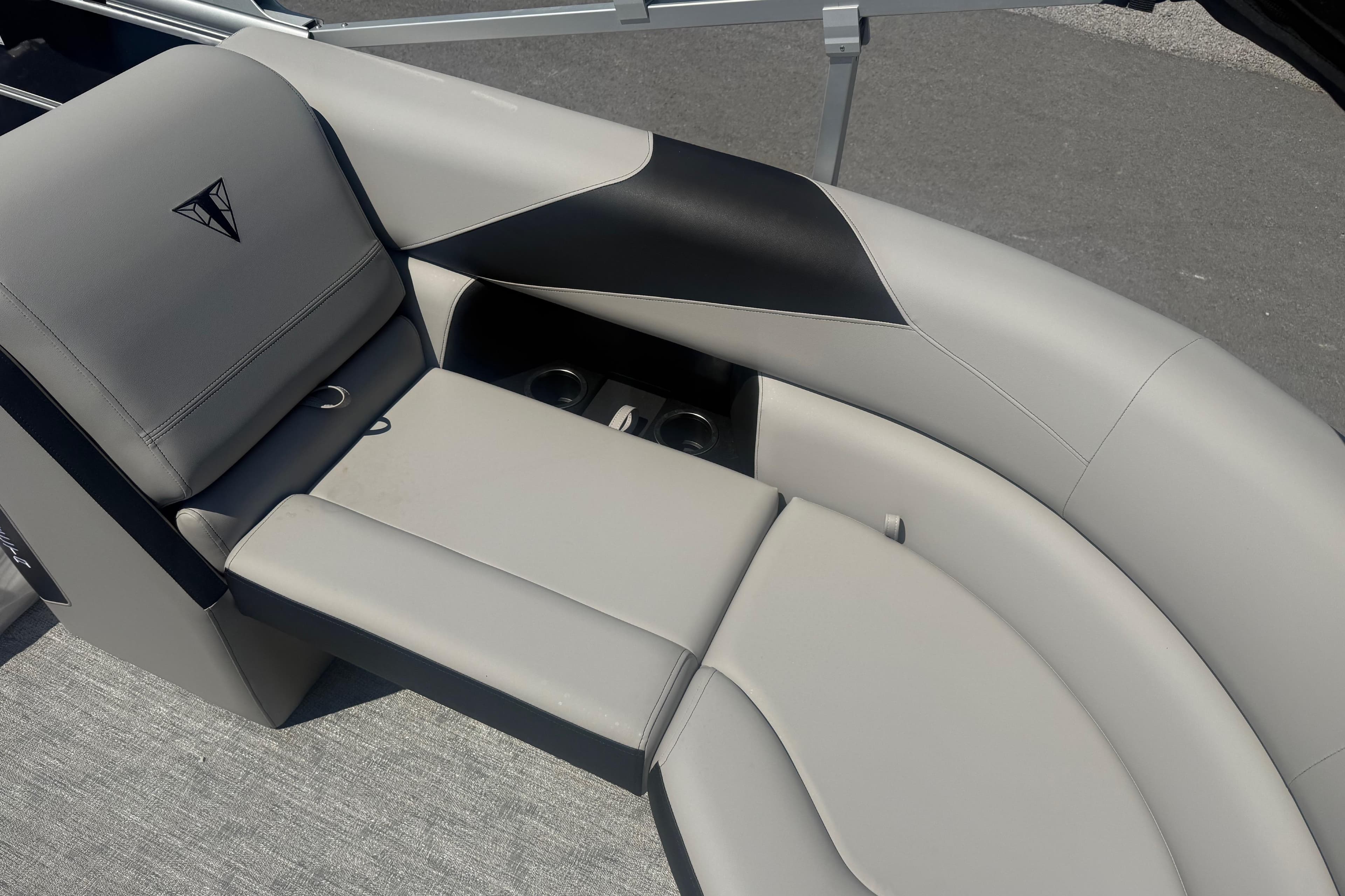 Luxurious seating on 2026 Trifecta 22 LE RF LE 2.75 pontoon boat.