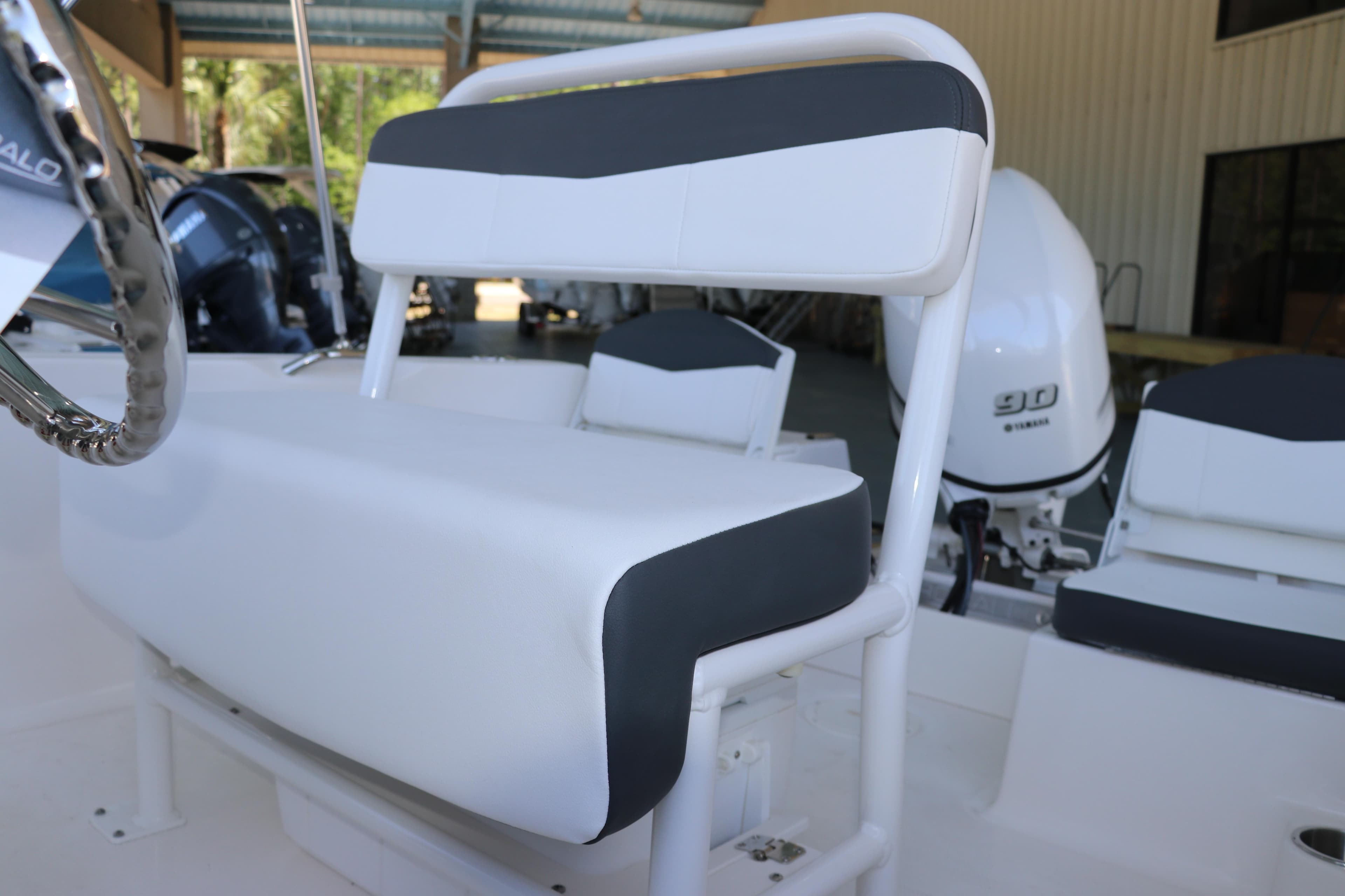 2026 Robalo R160 Center Console boat interior with seating and Yamaha 90 engine.