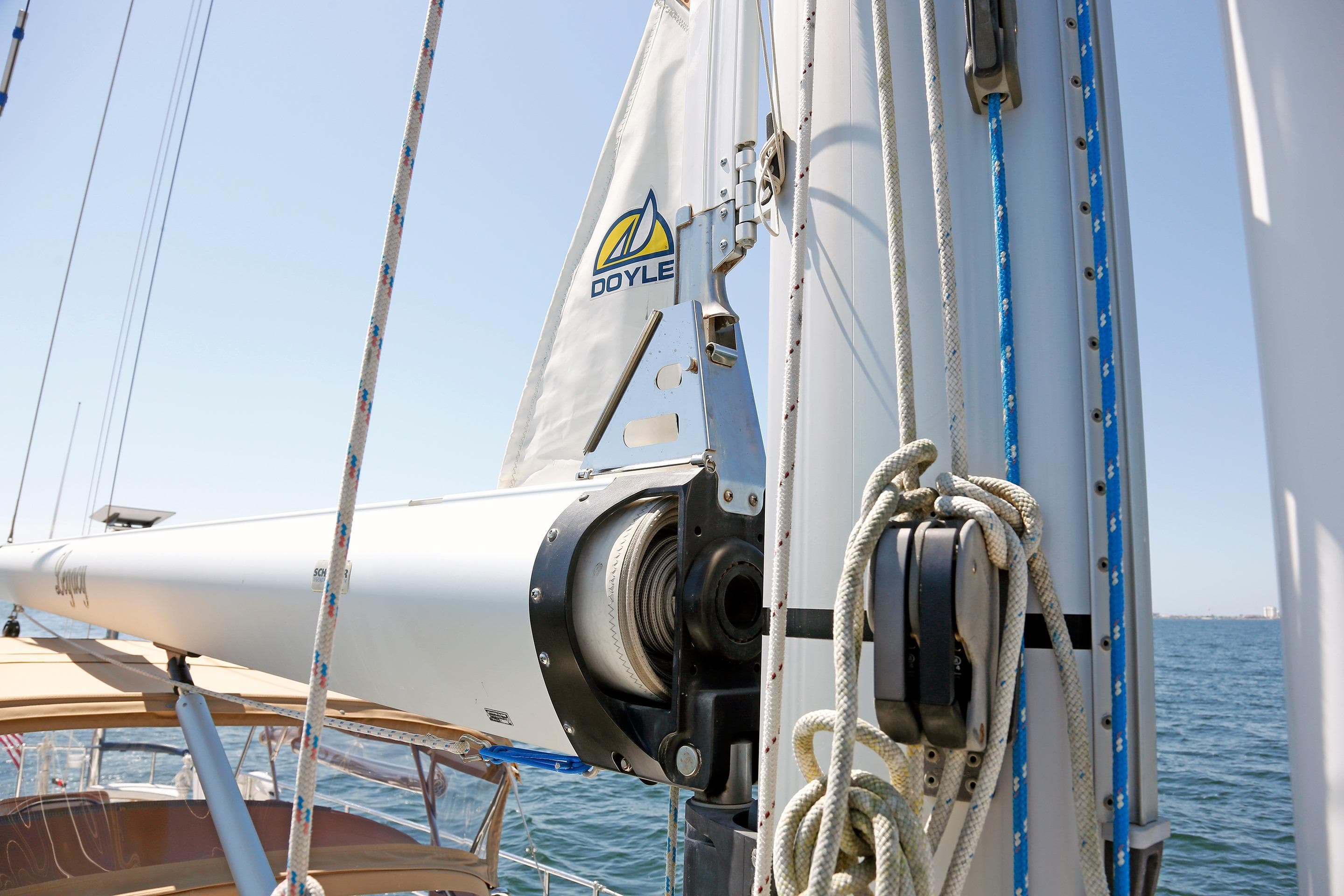 Sailboat mast and rigging on a 2012 Hylas 49CC, featuring Doyle sails.