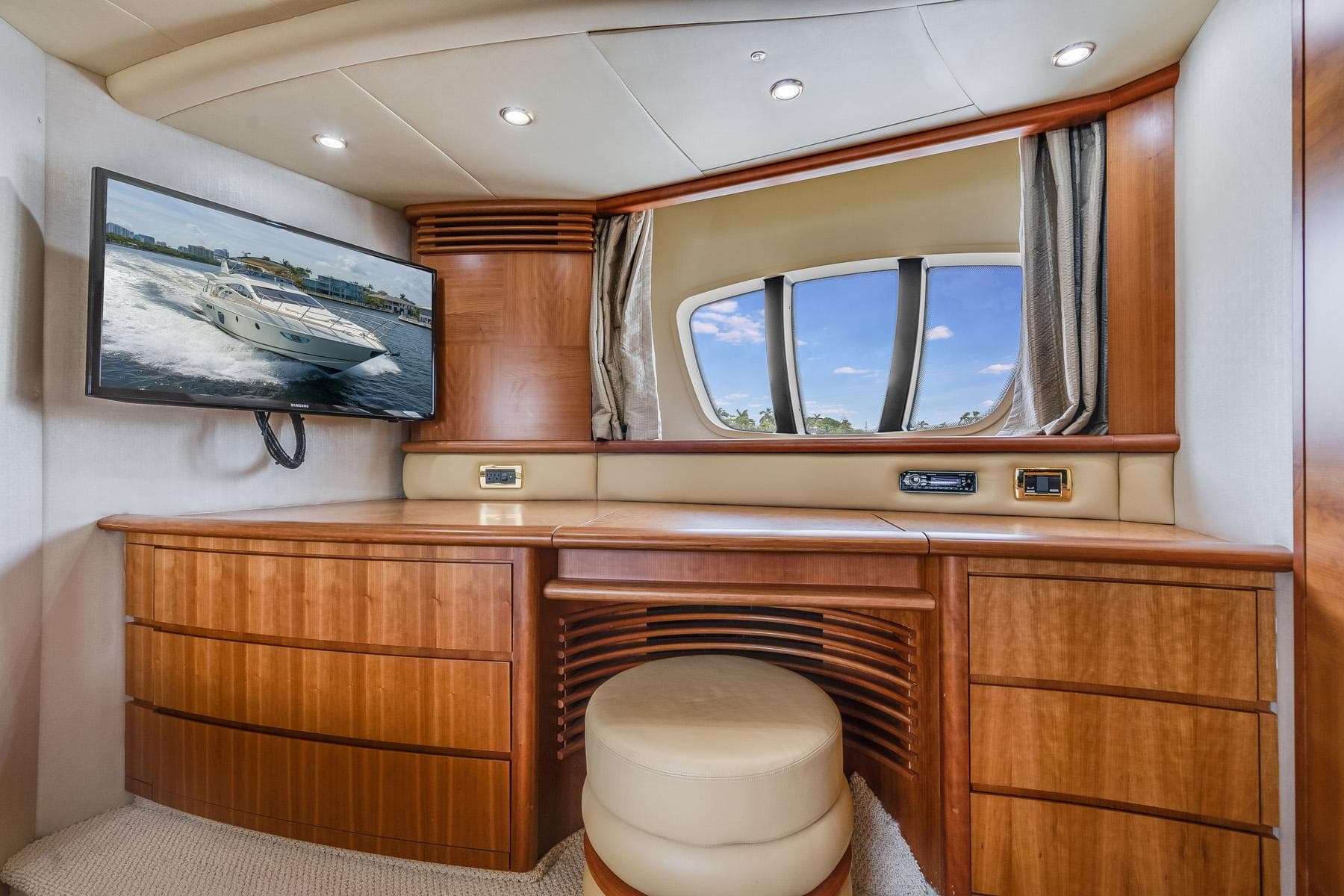 Luxurious interior of Azimut 62E yacht, 2009 model.