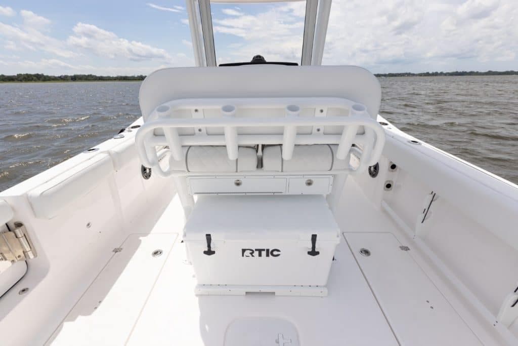Manufacturer Provided Image: 2025 Sea Fox 268 Commander boat interior with RTIC cooler on deck.