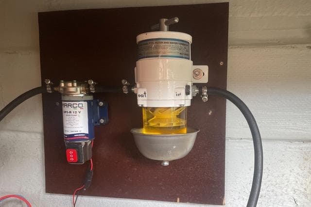 Fuel filter and pump system on a Lagoon 450 F, 2012 model.